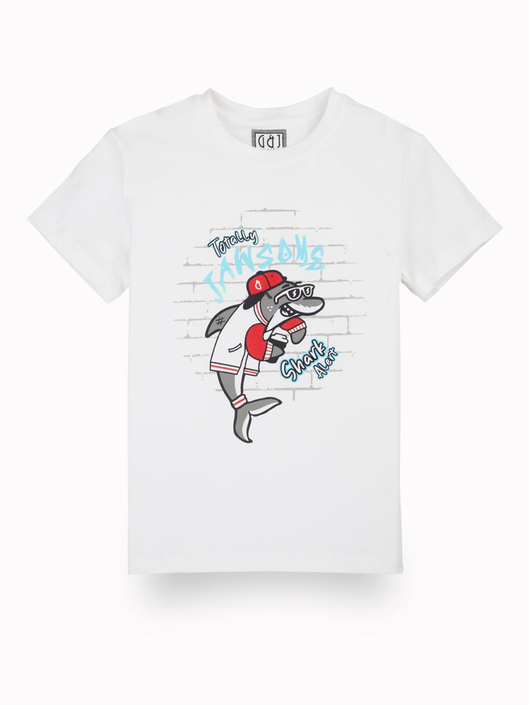 

Gini and Jony Boys Graphic Printed Round Neck Cotton T-shirt, White