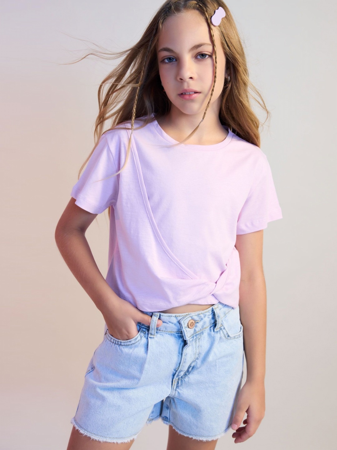 

DeFacto Girls V-Neck Pockets T-shirt, Na
