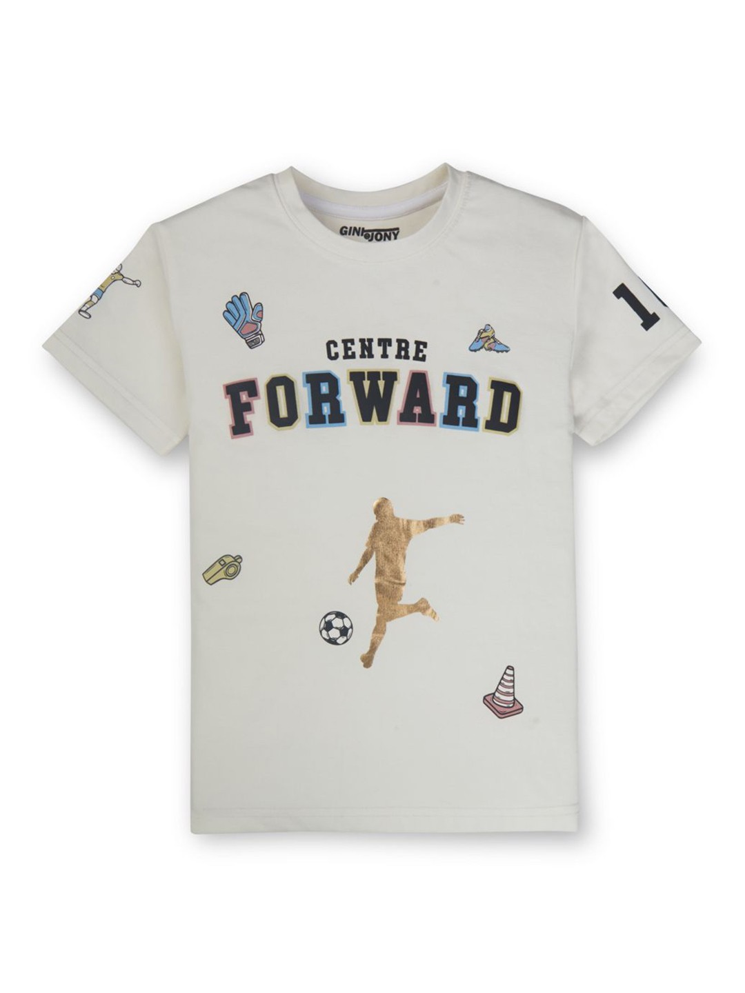 

Gini and Jony Boys Graphic Printed Round Neck Cotton T-shirt, Cream