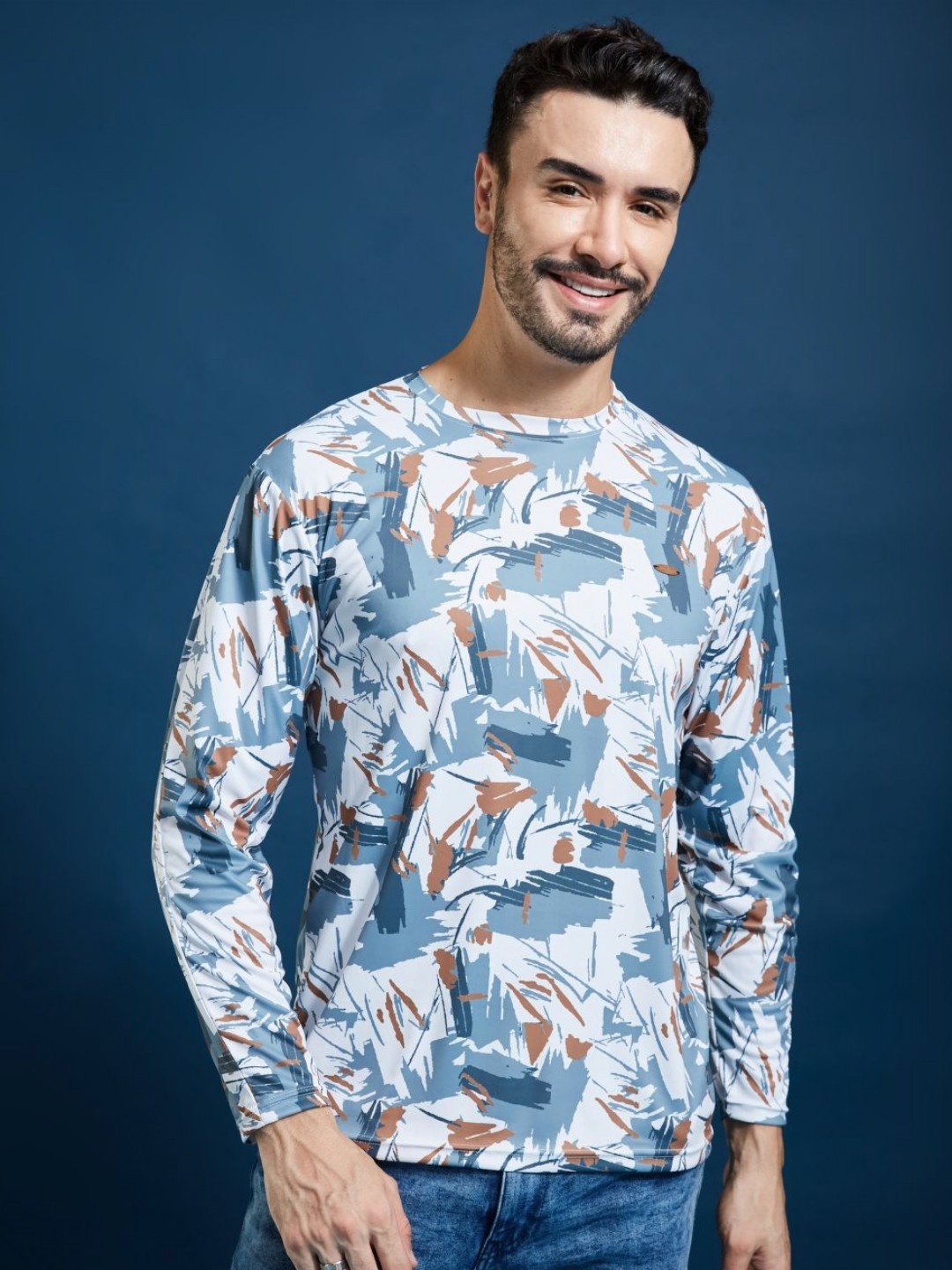 

SMARTEES Men Abstract Printed Round Neck T-Shirt, White
