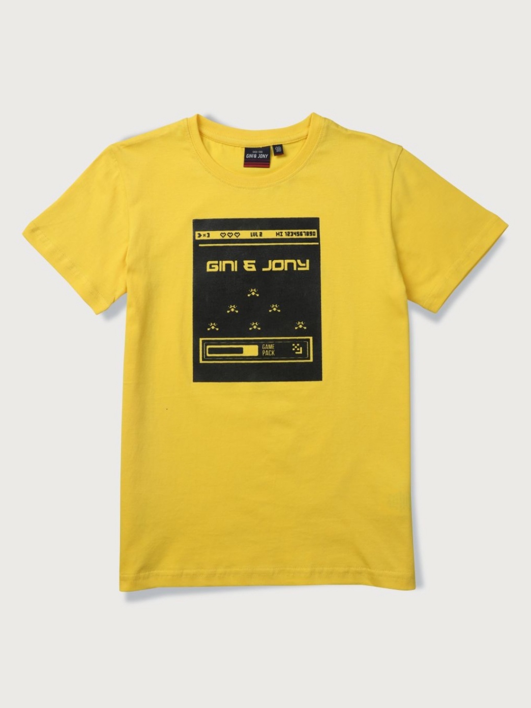 

Gini and Jony Boys Typography Printed Round Neck Cotton T-shirt, Yellow