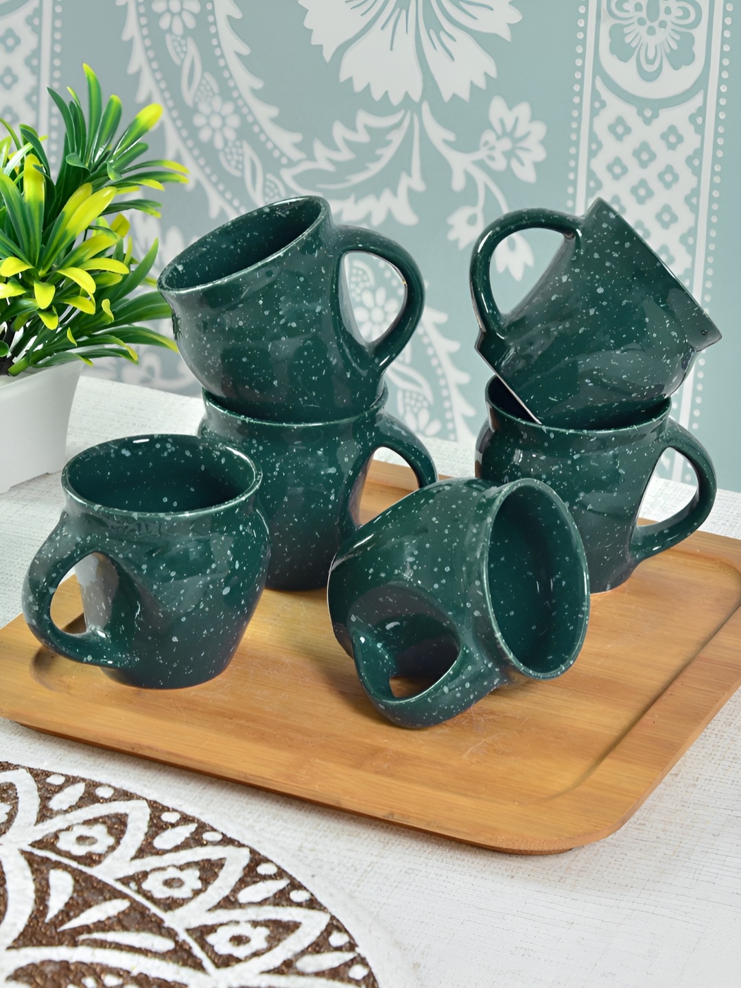 

FABINALIV Green Solid Ceramic Glossy Cups Set of Cups and Mugs