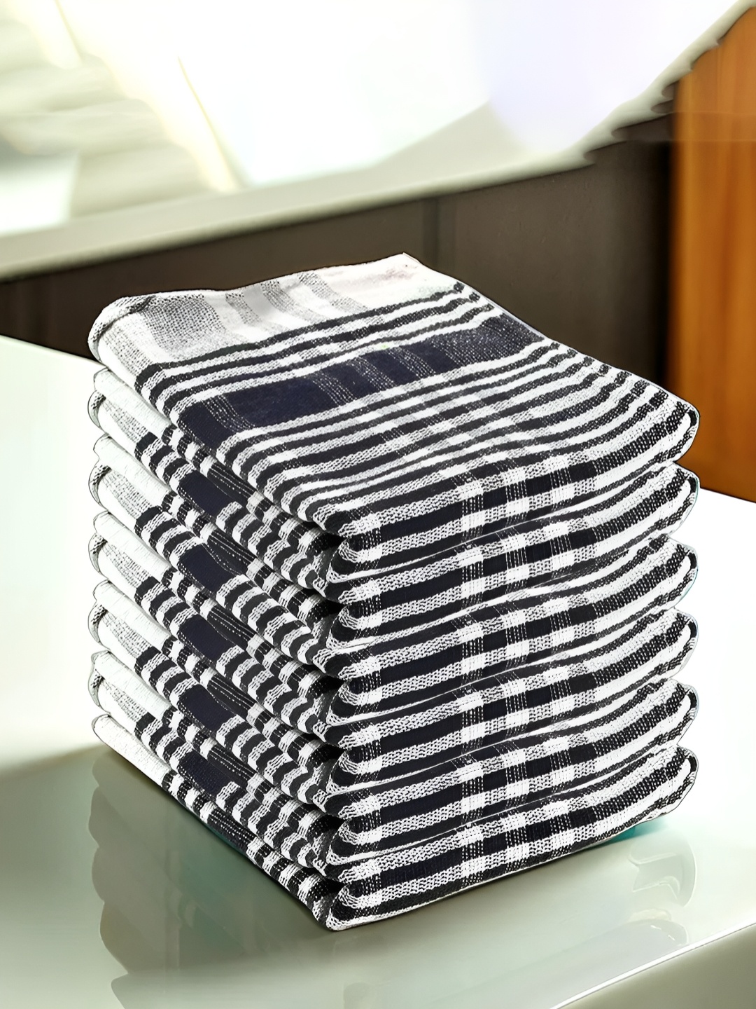 

Kuber Industries Green & White 24 Pieces Checked Cotton Kitchen Towels