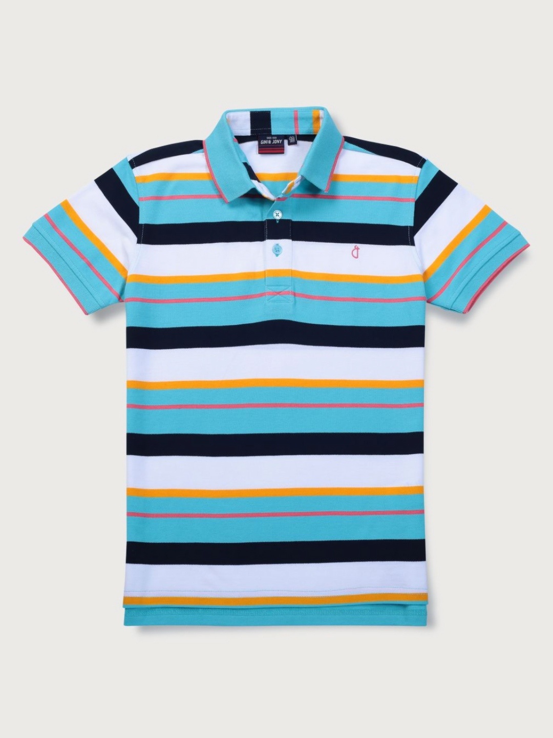 

Gini and Jony Boys Striped Polo Collar Cotton T-shirt, Blue