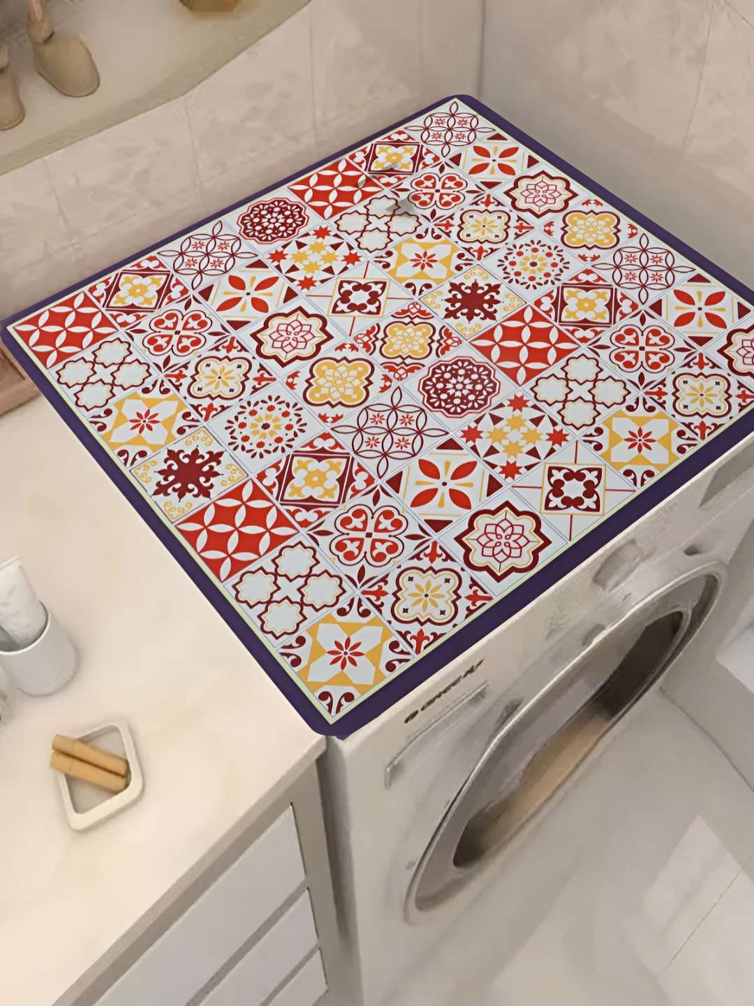 

Homecloud Maroon & Beige Ethnic Motifs Printed Waterproof Washing Machine Cover