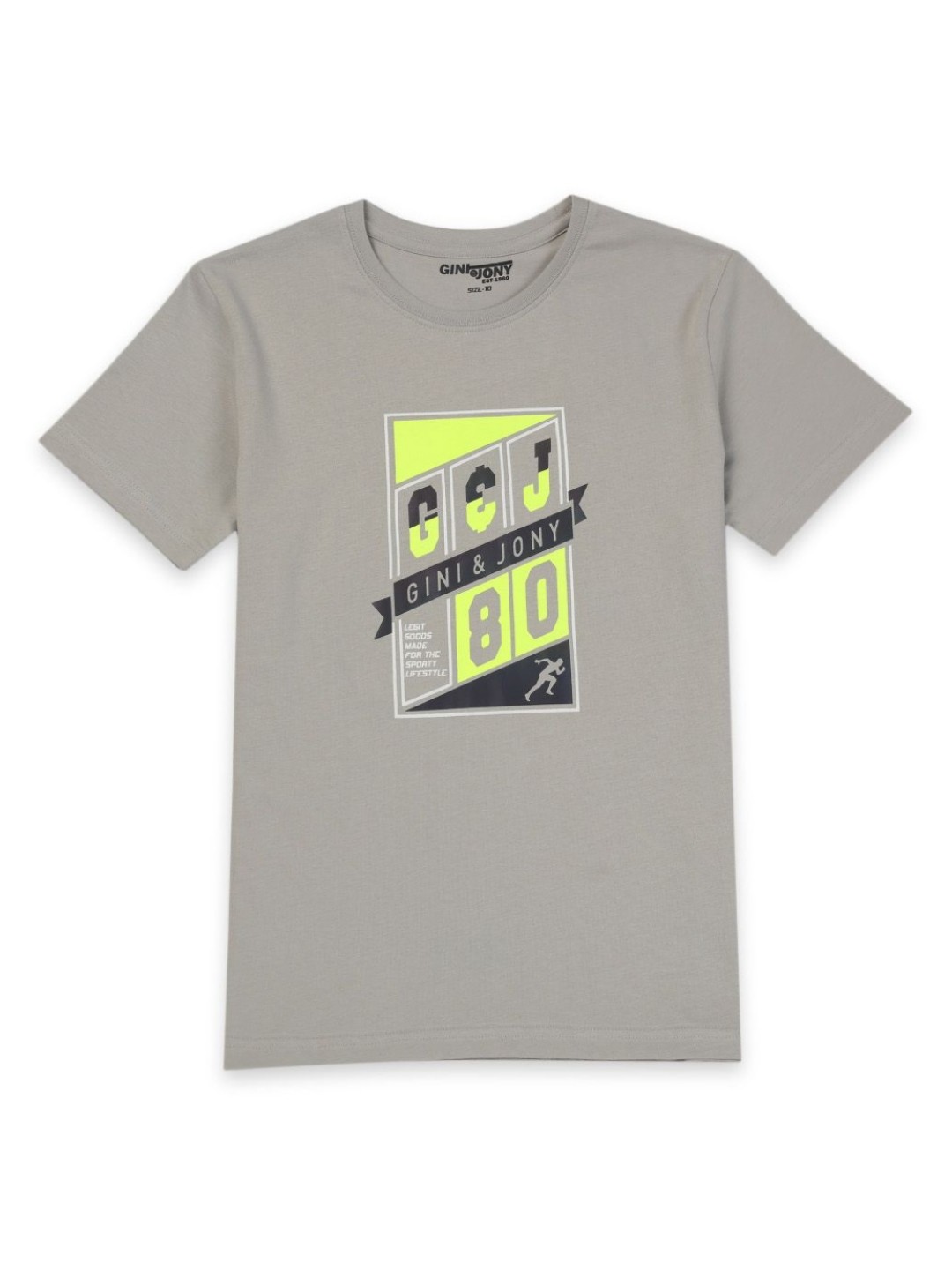 

Gini and Jony Boys Typography Printed Round Neck Cotton T-shirt, Cream