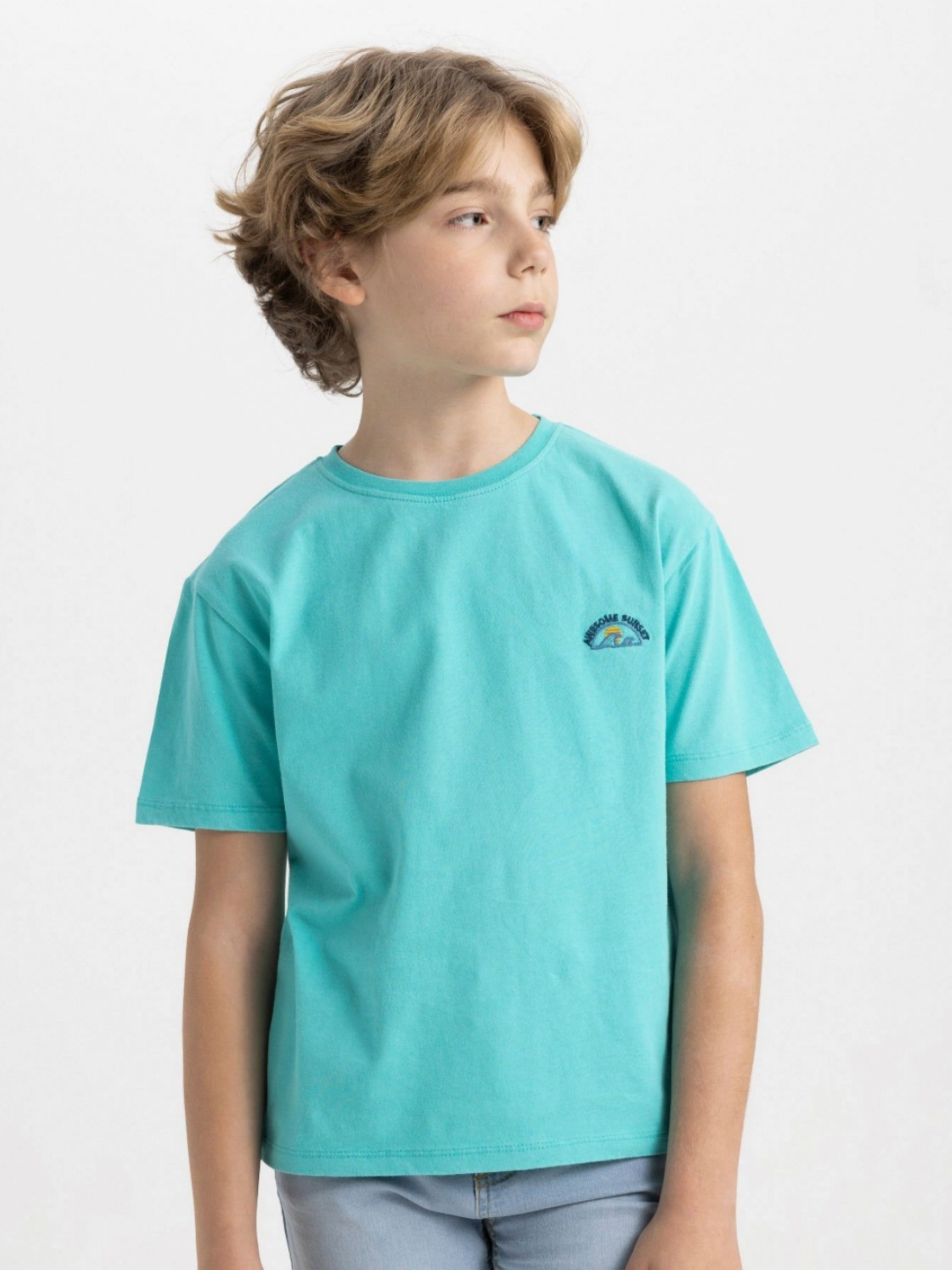 

DeFacto Boys Round Neck Short Sleeves Applique T-shirt, Na