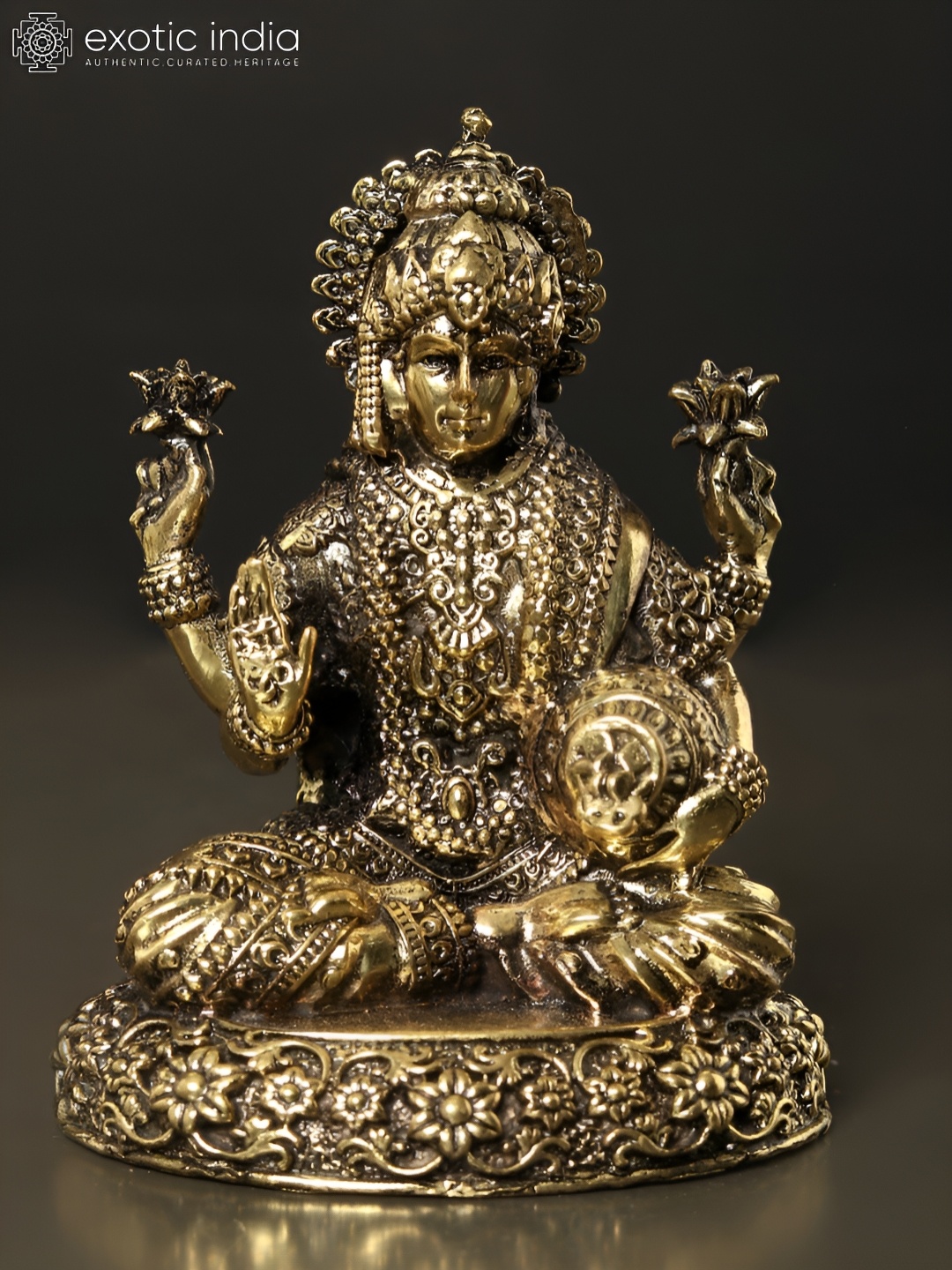 

Exotic India Gold-Toned Blessing Lakshmi Religious Figurine Showpiece