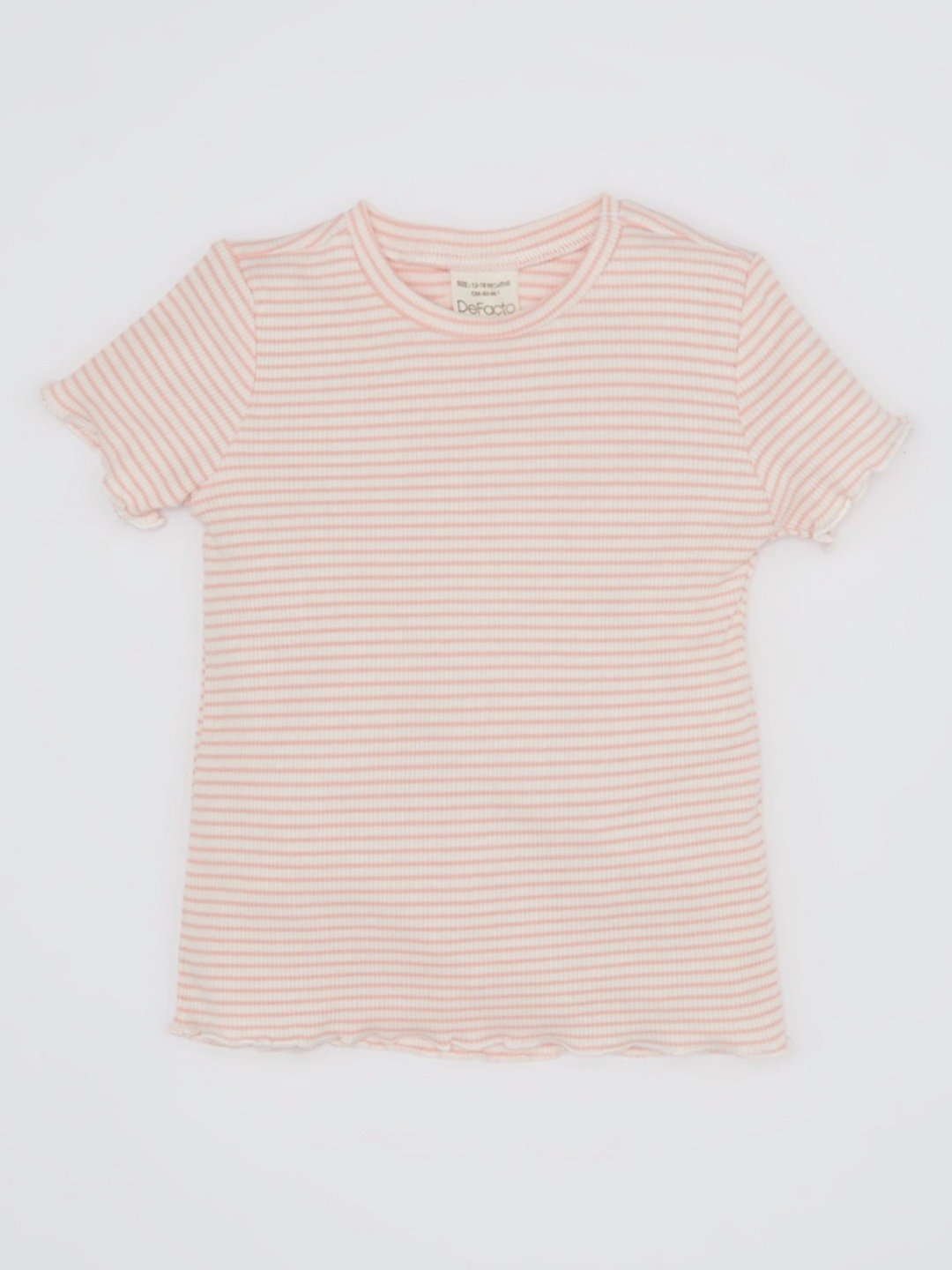 

DeFacto Girls Striped Round Neck Cotton T-shirt, Pink