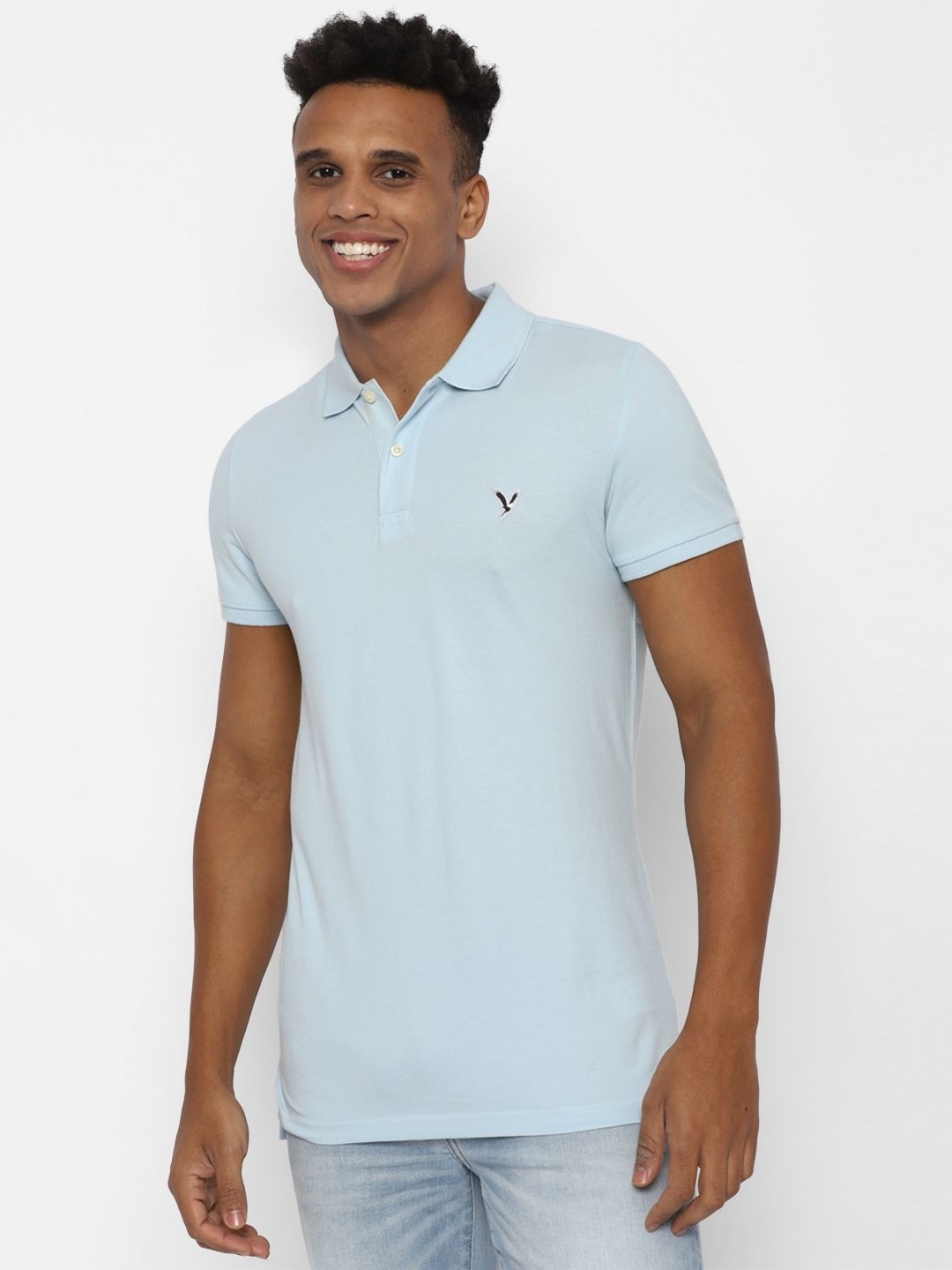 

AMERICAN EAGLE OUTFITTERS Men Polo Collar Applique Slim Fit T-shirt, Blue