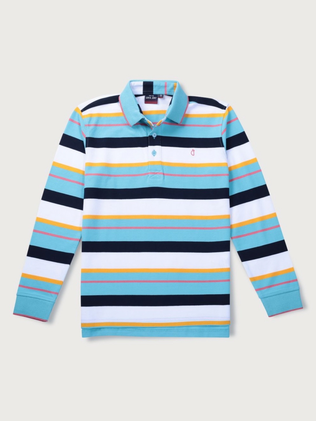 

Gini and Jony Boys Striped Polo Collar Cotton T-shirt, Blue