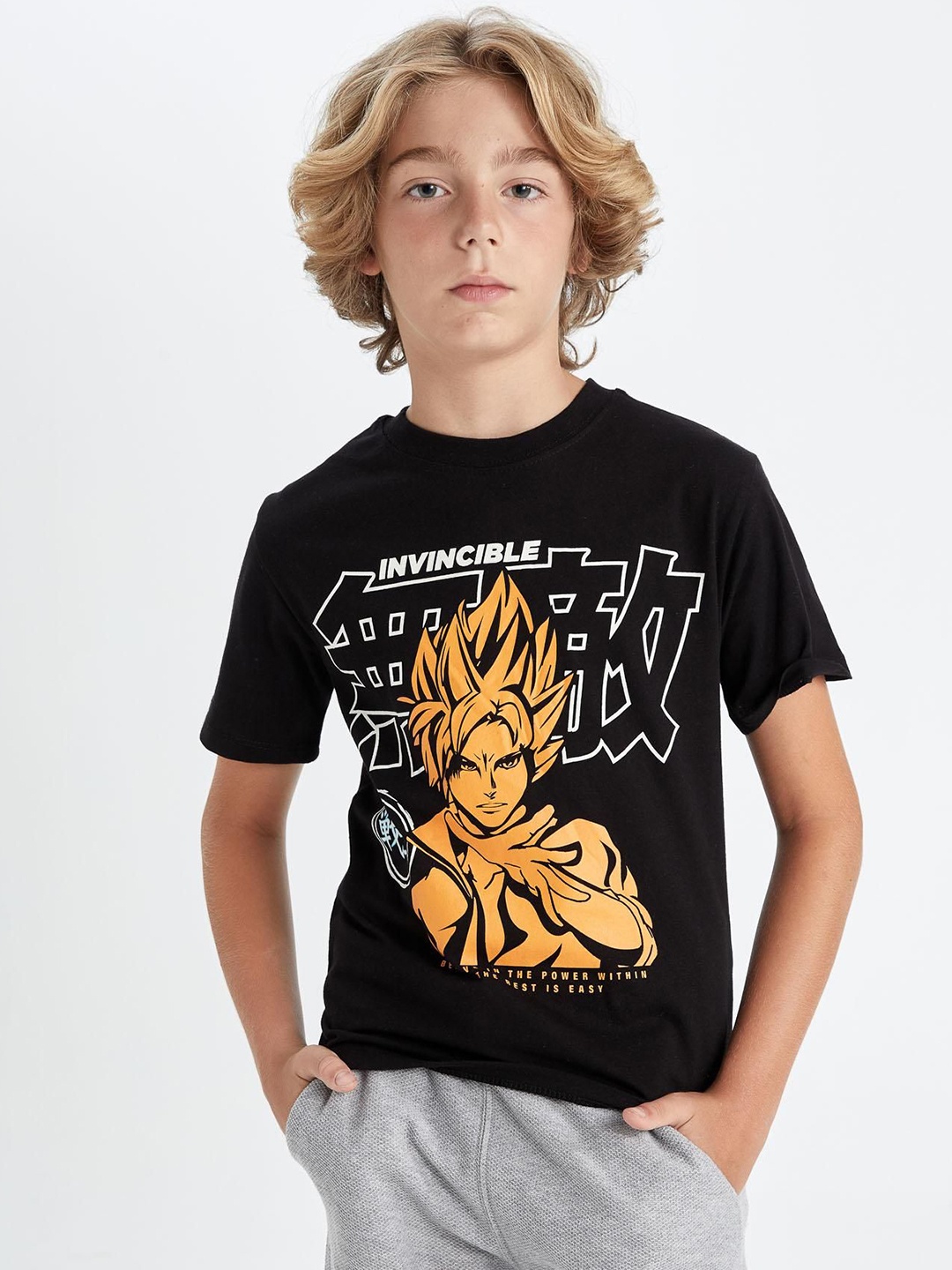 

DeFacto Boys Typography Printed Round Neck Cotton T-shirt, Na