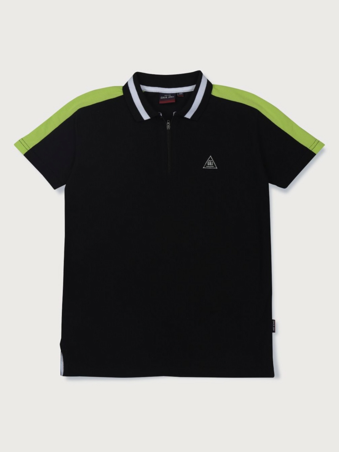 

Gini and Jony Boys Colourblocked Polo Collar Cotton T-shirt, Black