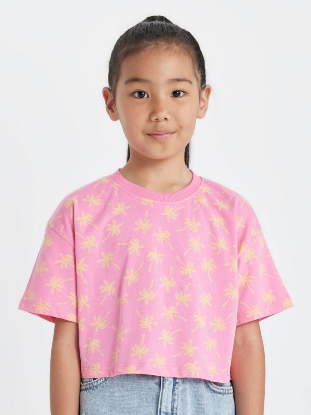 

DeFacto Girls Conversational Printed Round Neck Cotton T-shirt, Pink