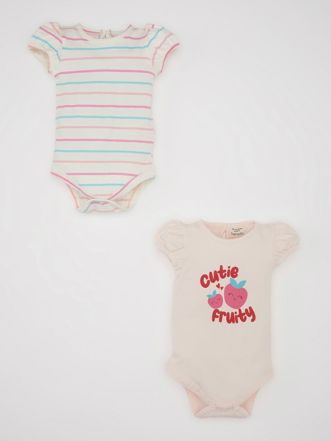 

DeFacto Girls Striped V-Neck Cotton T-shirt, Na