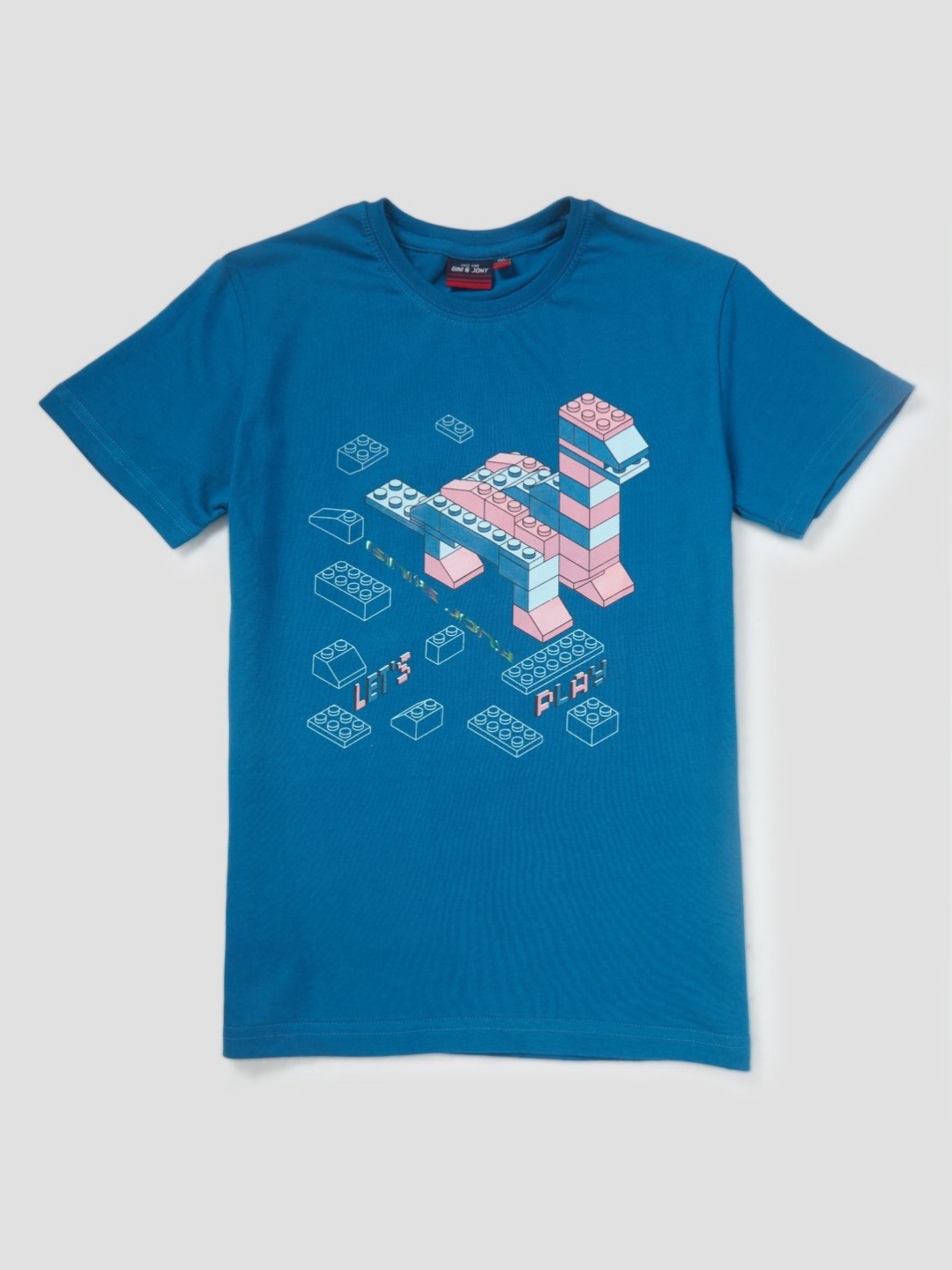 

Gini and Jony Boys Graphic Printed Round Neck Cotton T-shirt, Blue
