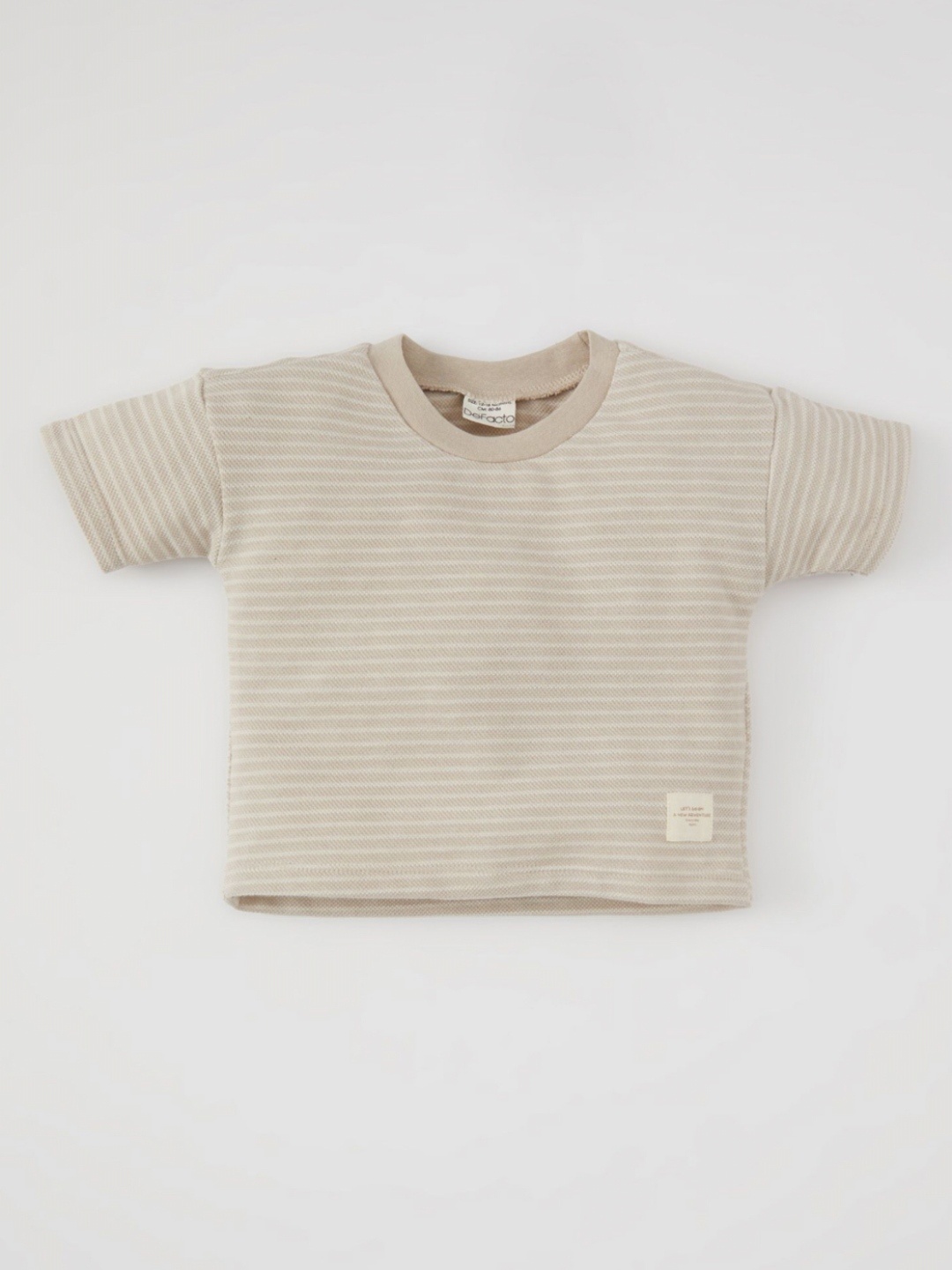 

DeFacto Boys Cotton Striped Round Neck T-shirt, Beige