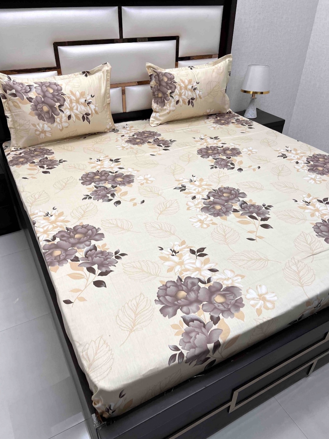 

Pure Decor Royal Velar Yellow Floral Pure Cotton 300 TC King Bedsheet & 2 Pillow Covers