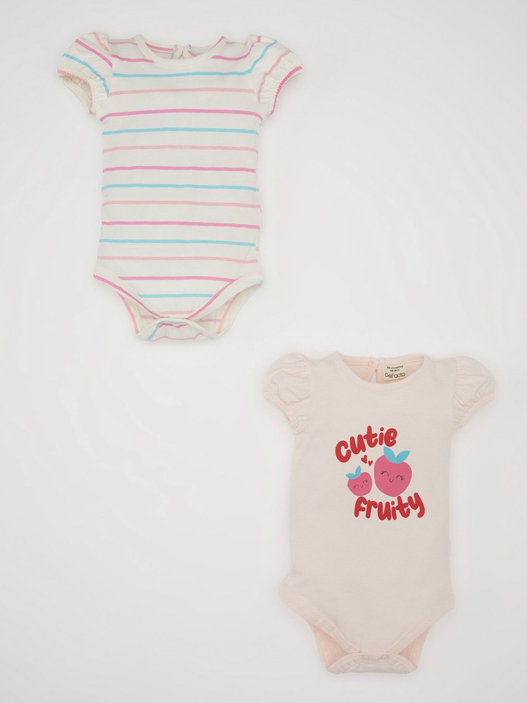 

DeFacto Girls Striped V-Neck Cotton T-shirt, White