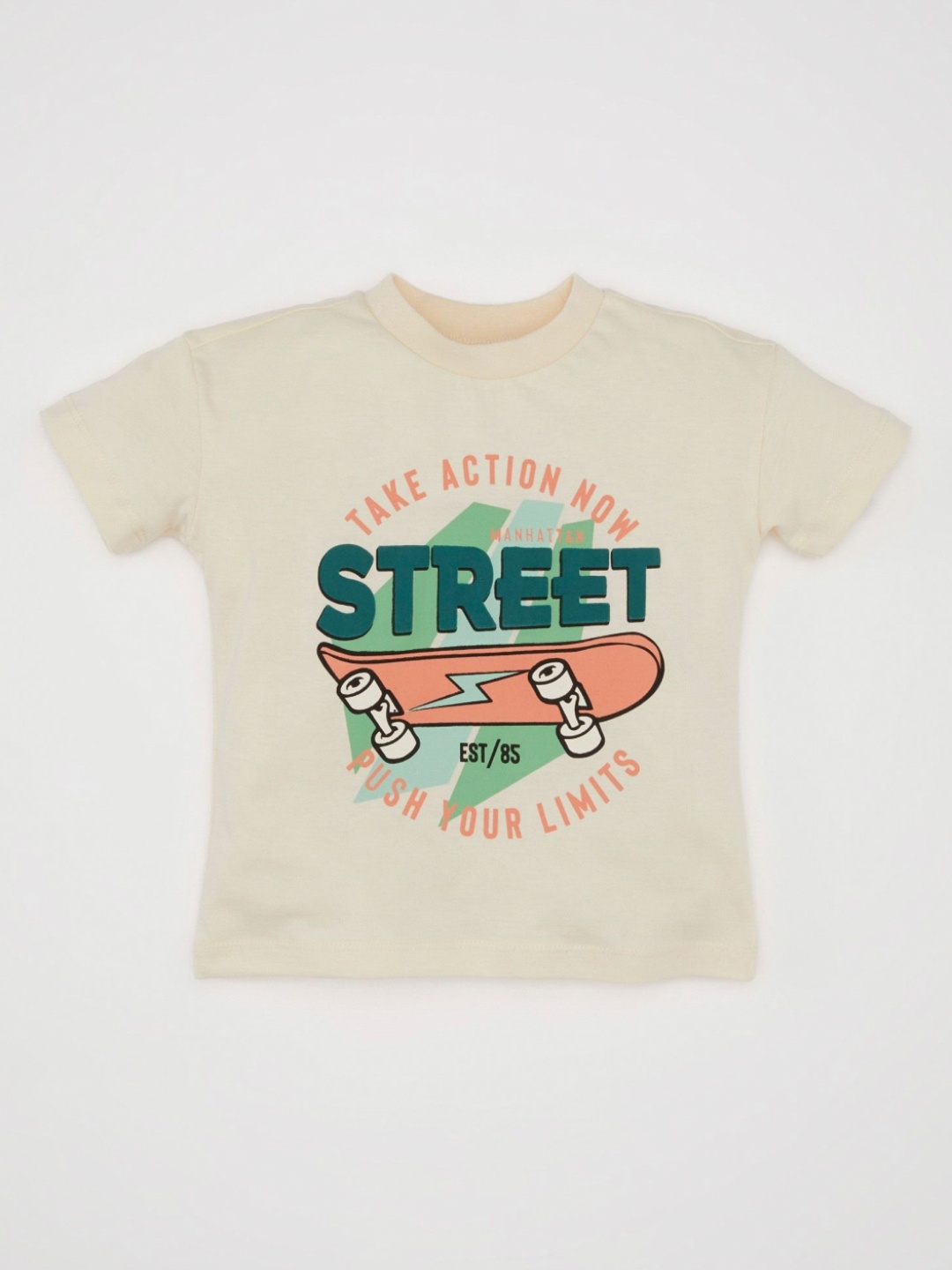 

DeFacto Boys Typography Printed Round Neck Cotton T-shirt, Na
