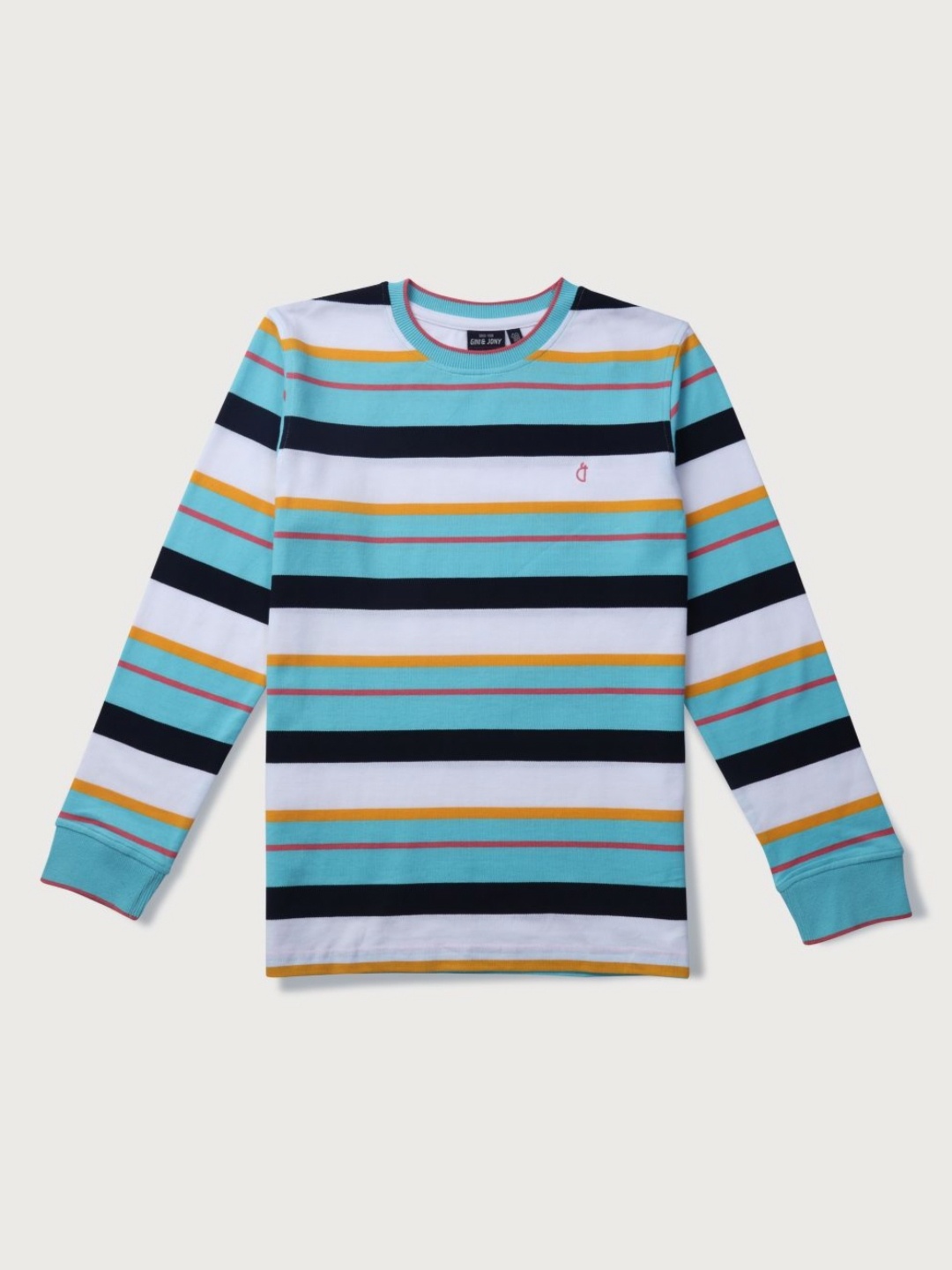 

Gini and Jony Boys Striped Round Neck Cotton T-shirt, Blue