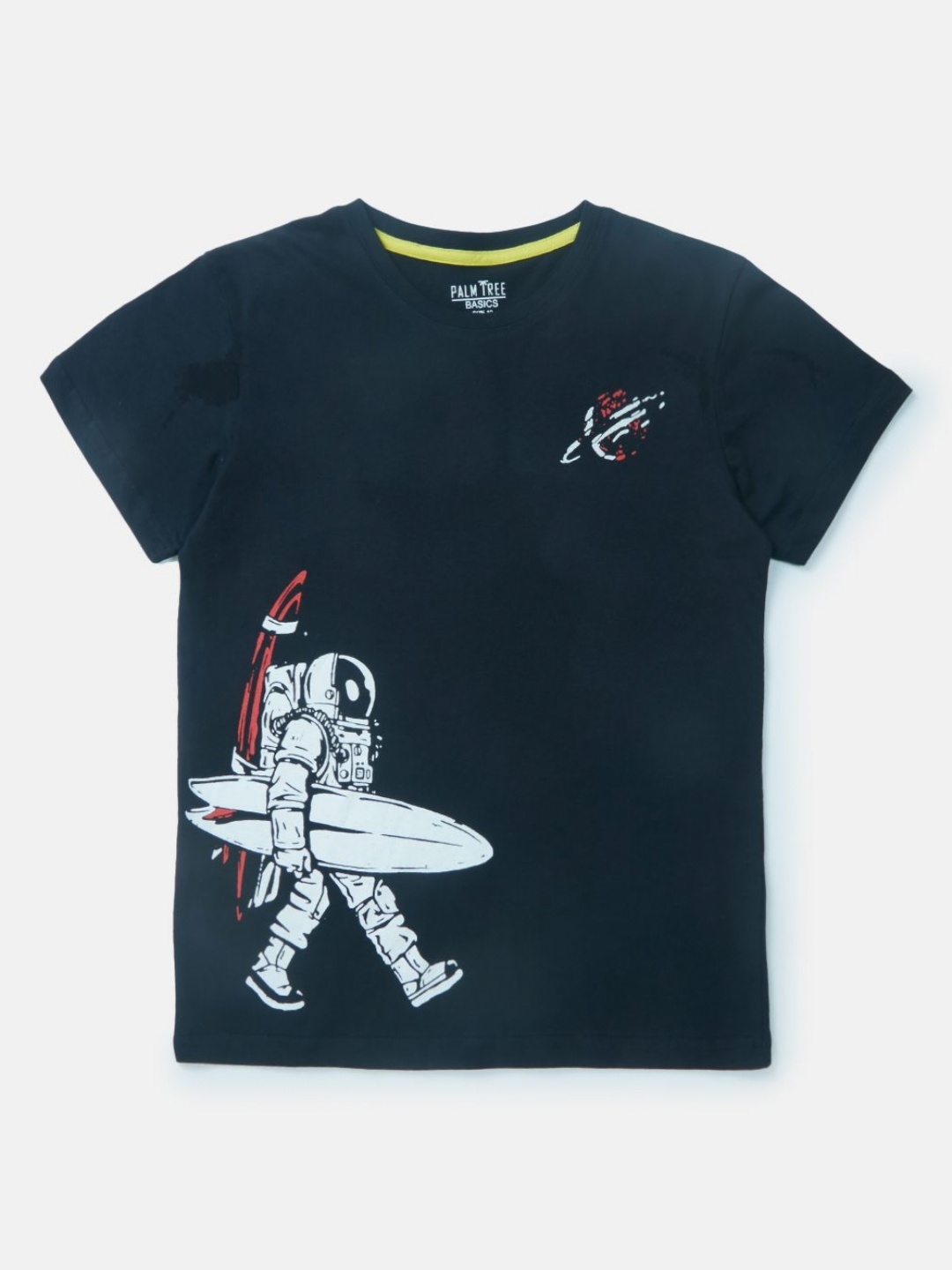 

Palm Tree Boys Graphic Printed Round Neck Cotton T-shirt, Navy blue