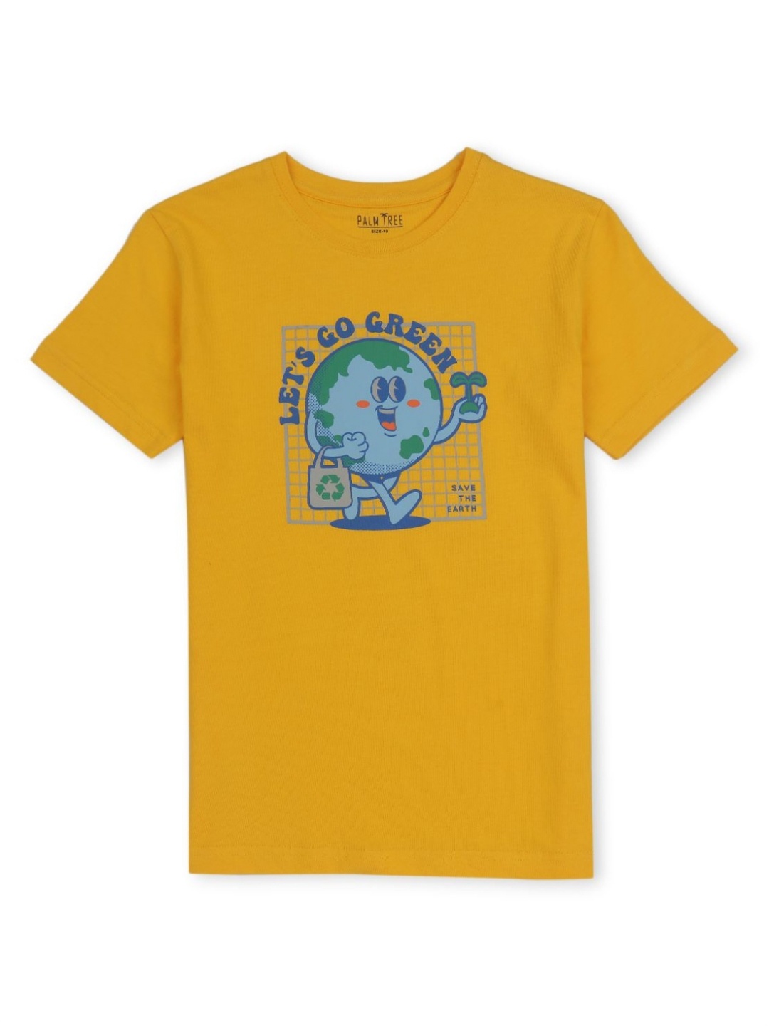 

Palm Tree Boys Graphic Printed Round Neck Cotton T-Shirt, Yellow