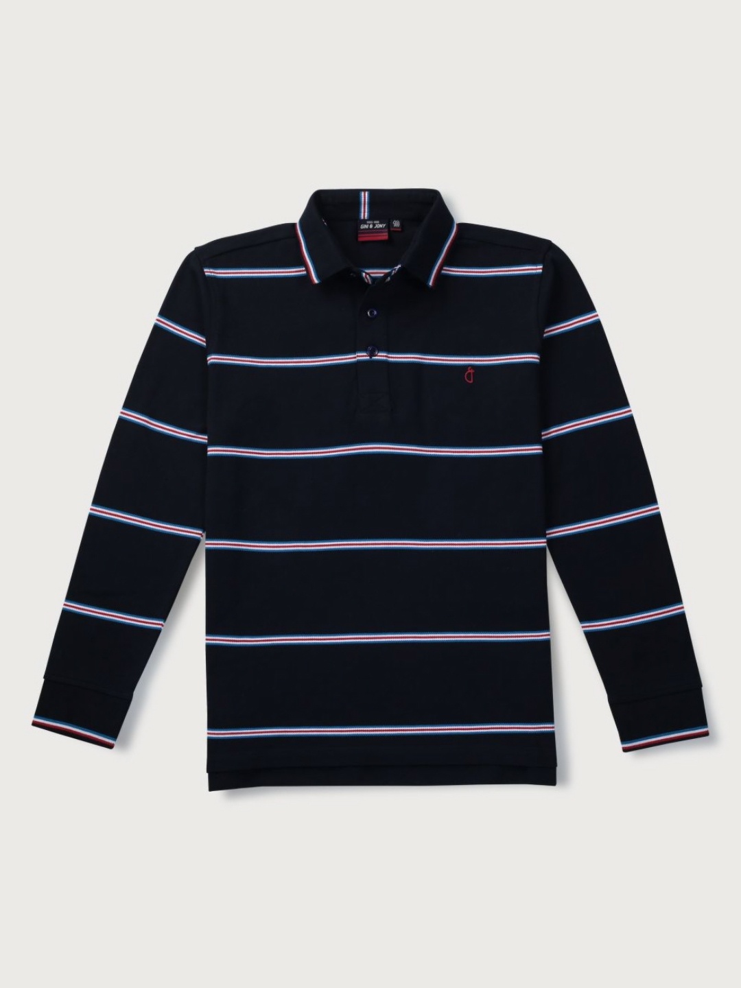 

Gini and Jony Boys Striped Polo Collar Cotton T-shirt, Navy blue