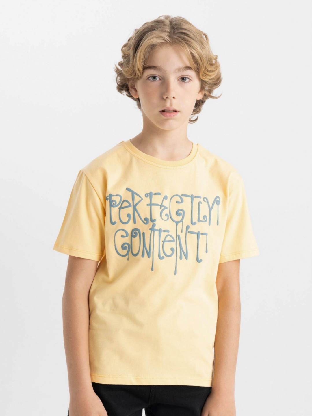 

DeFacto Boys Typography Printed Round Neck Cotton T-shirt, Orange