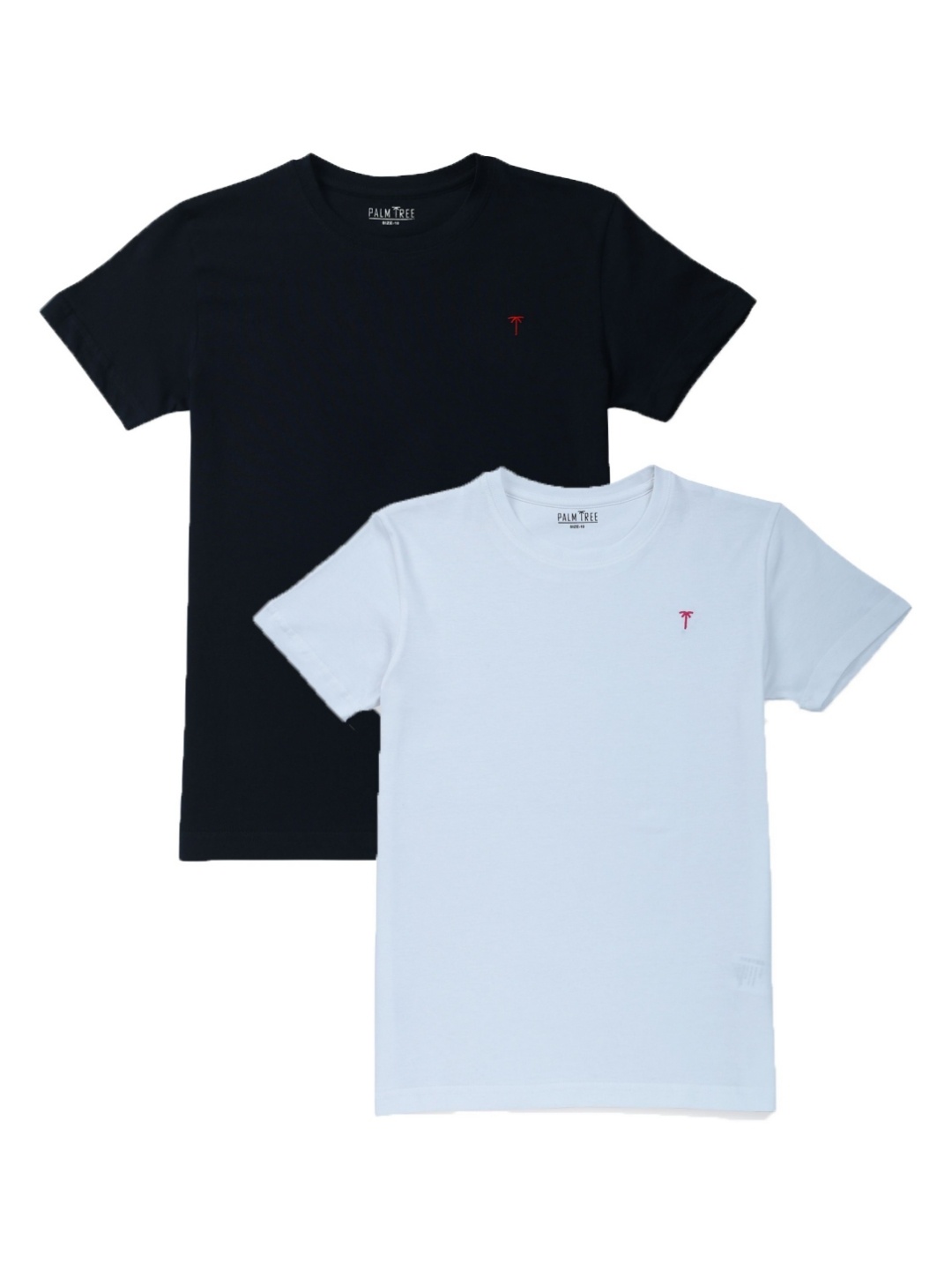 

Palm Tree Boys Pack Of 2 Brand Logo Printed Round Neck Cotton T-shirts, Black