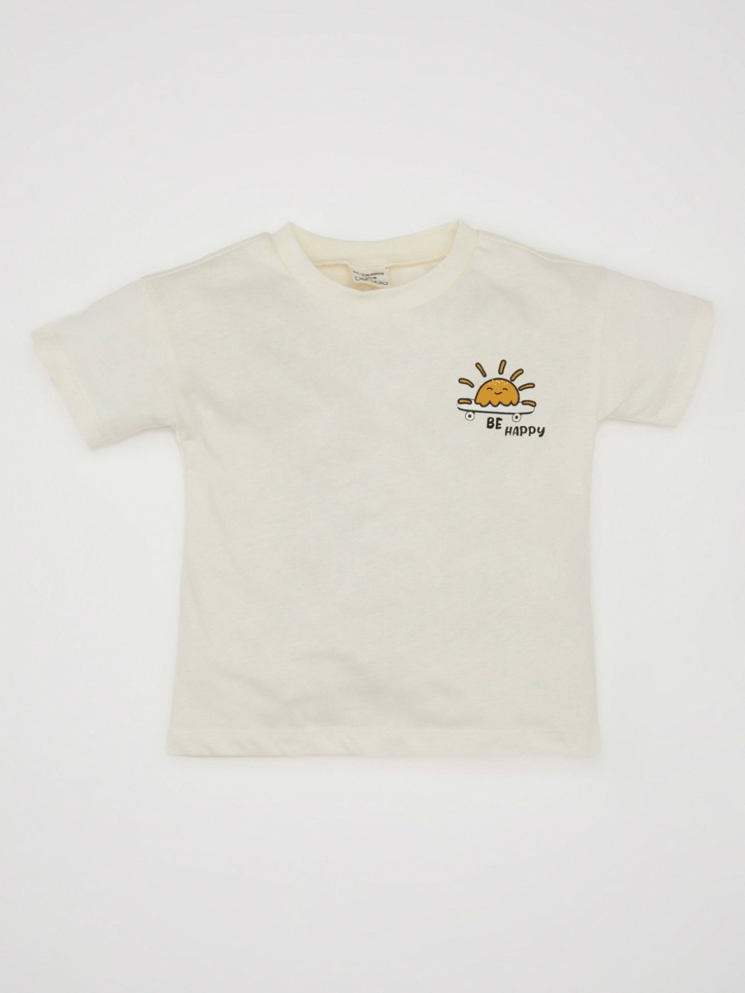 

DeFacto Boys Graphic Printed Round Neck Cotton T-shirt, Cream