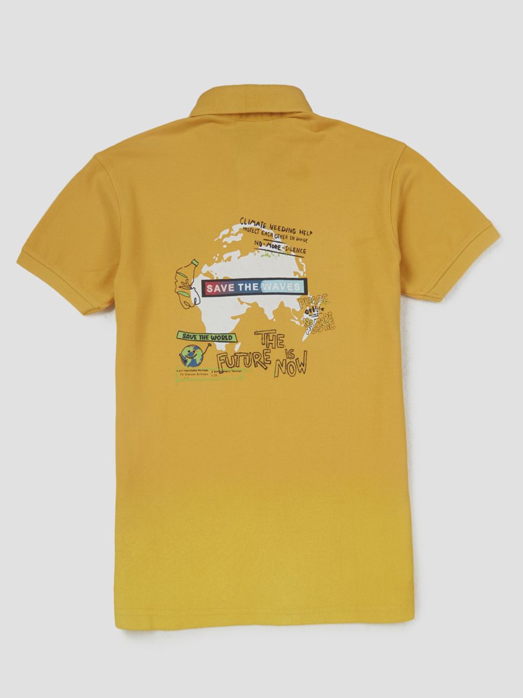 

Gini and Jony Boys Typography Printed Polo Collar Cotton T-shirt, Mustard