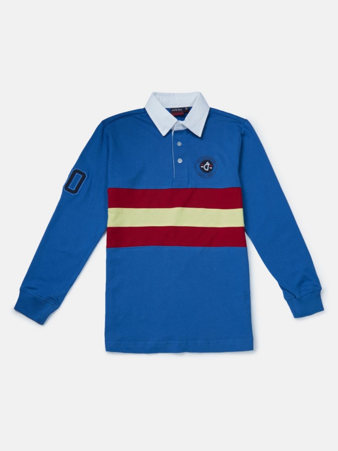 

Gini and Jony Boys Colourblocked Polo Collar Cotton T-shirt, Blue