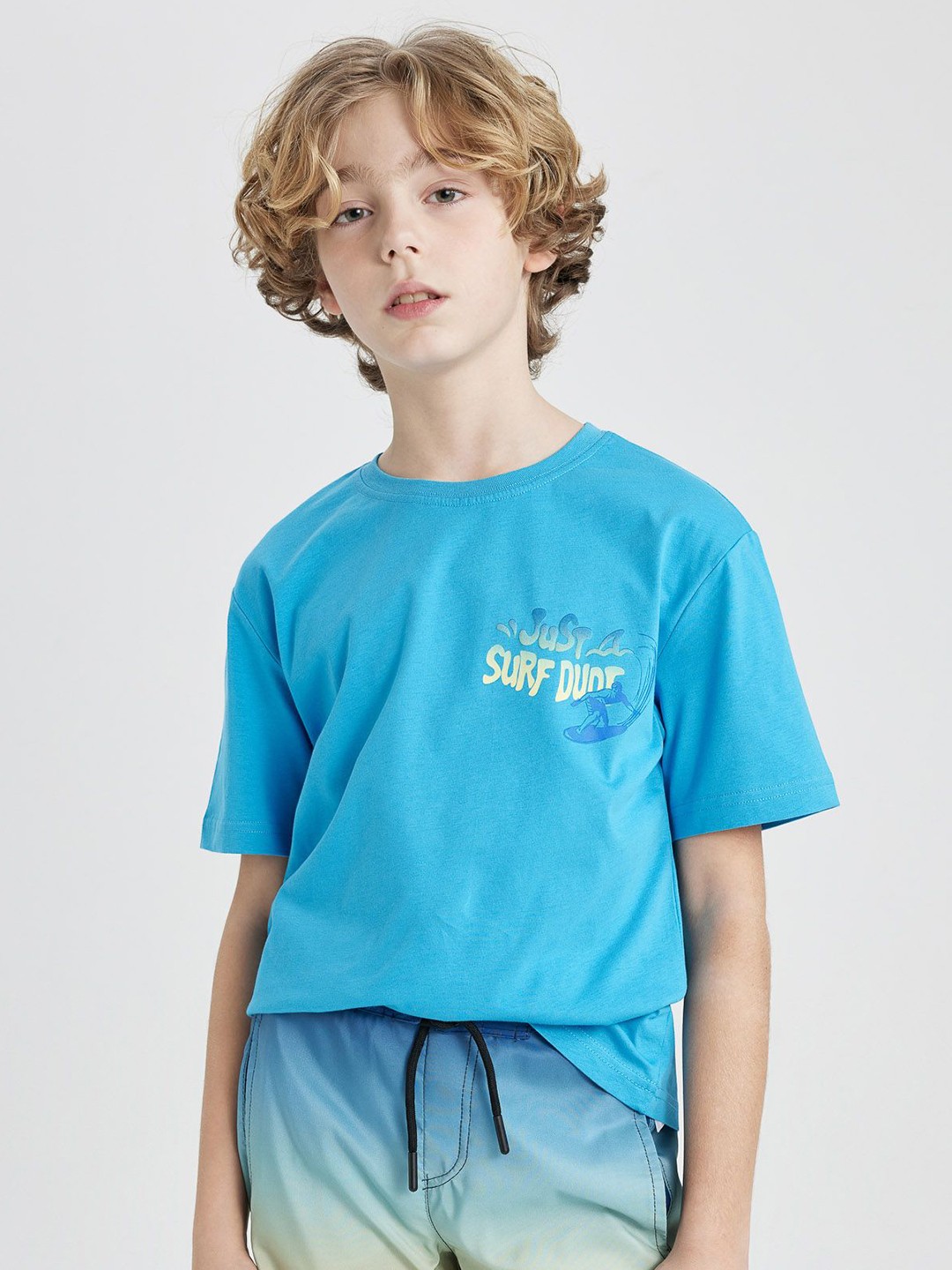 

DeFacto Boys Cotton Round Neck T-shirt, Blue