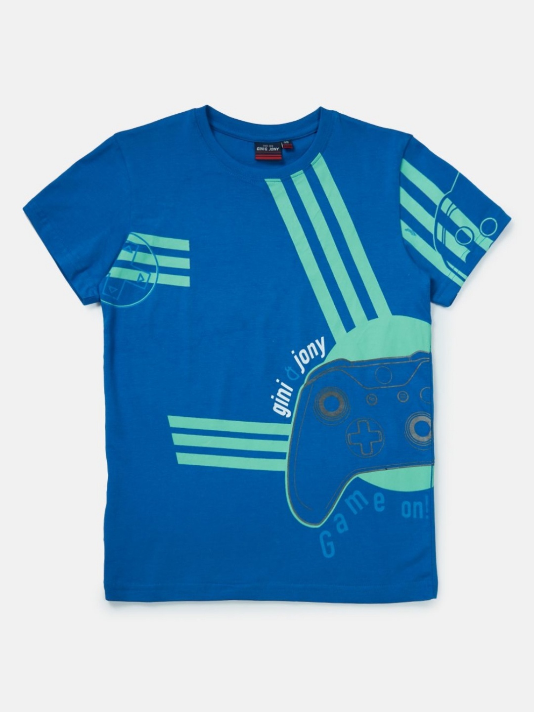 

Gini and Jony Boys Graphic Printed Round Neck Cotton T-shirt, Blue