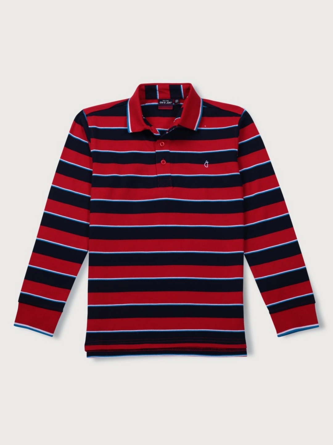 

Gini and Jony Boys Striped Polo Collar Cotton T-shirt, Red