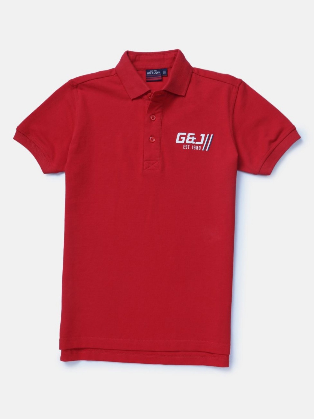 

Gini and Jony Boys Brand Logo Printed Polo Collar Cotton T-shirt, Red