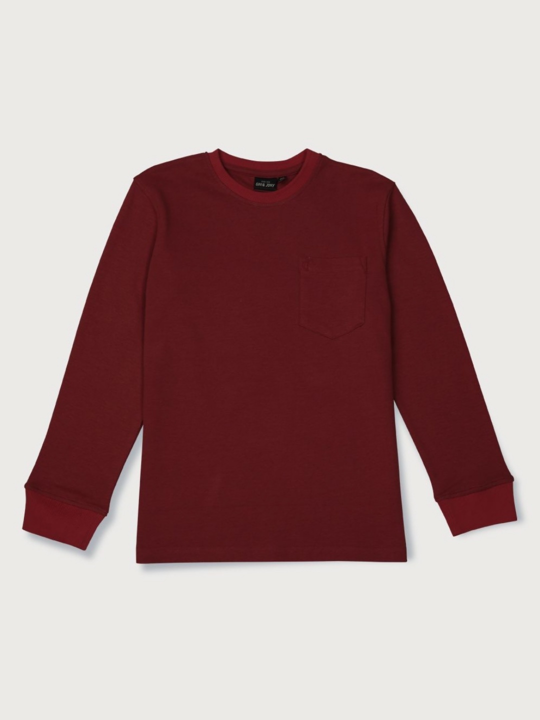 

Gini and Jony Boys Brand Logo Printed Round Neck Cotton T-shirt, Maroon