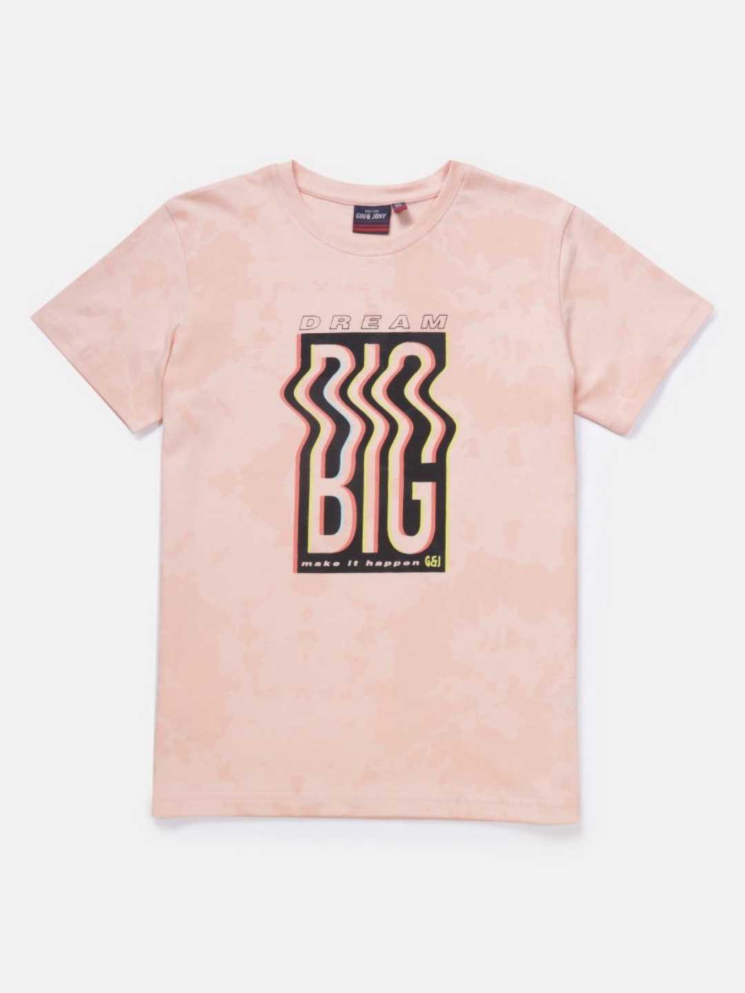 

Gini and Jony Boys Abstract Printed Round Neck Cotton T-shirt, Peach