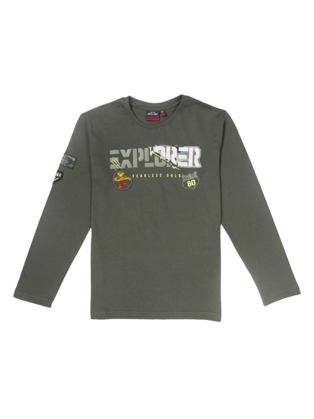 

Gini and Jony Boys Typography Printed Round Neck Cotton T-shirt, Olive