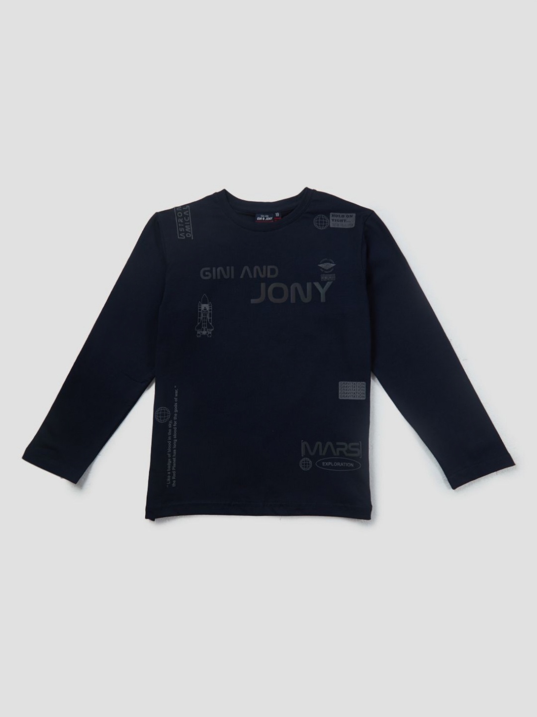 

Gini and Jony Boys Typography Printed Round Neck Cotton T-shirt, Navy blue