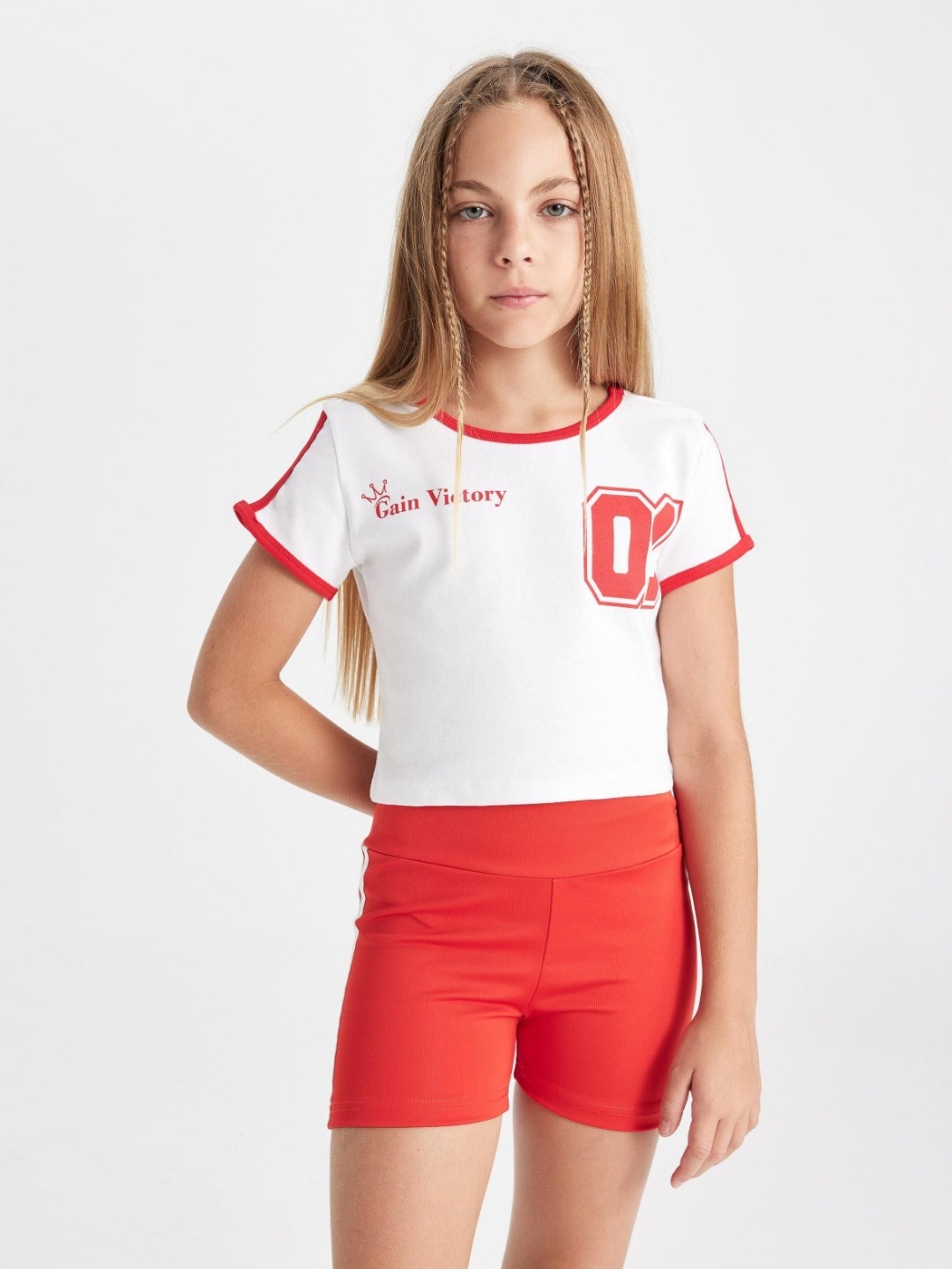 

DeFacto Girls Typography Printed Round Neck Cotton T-shirt, White