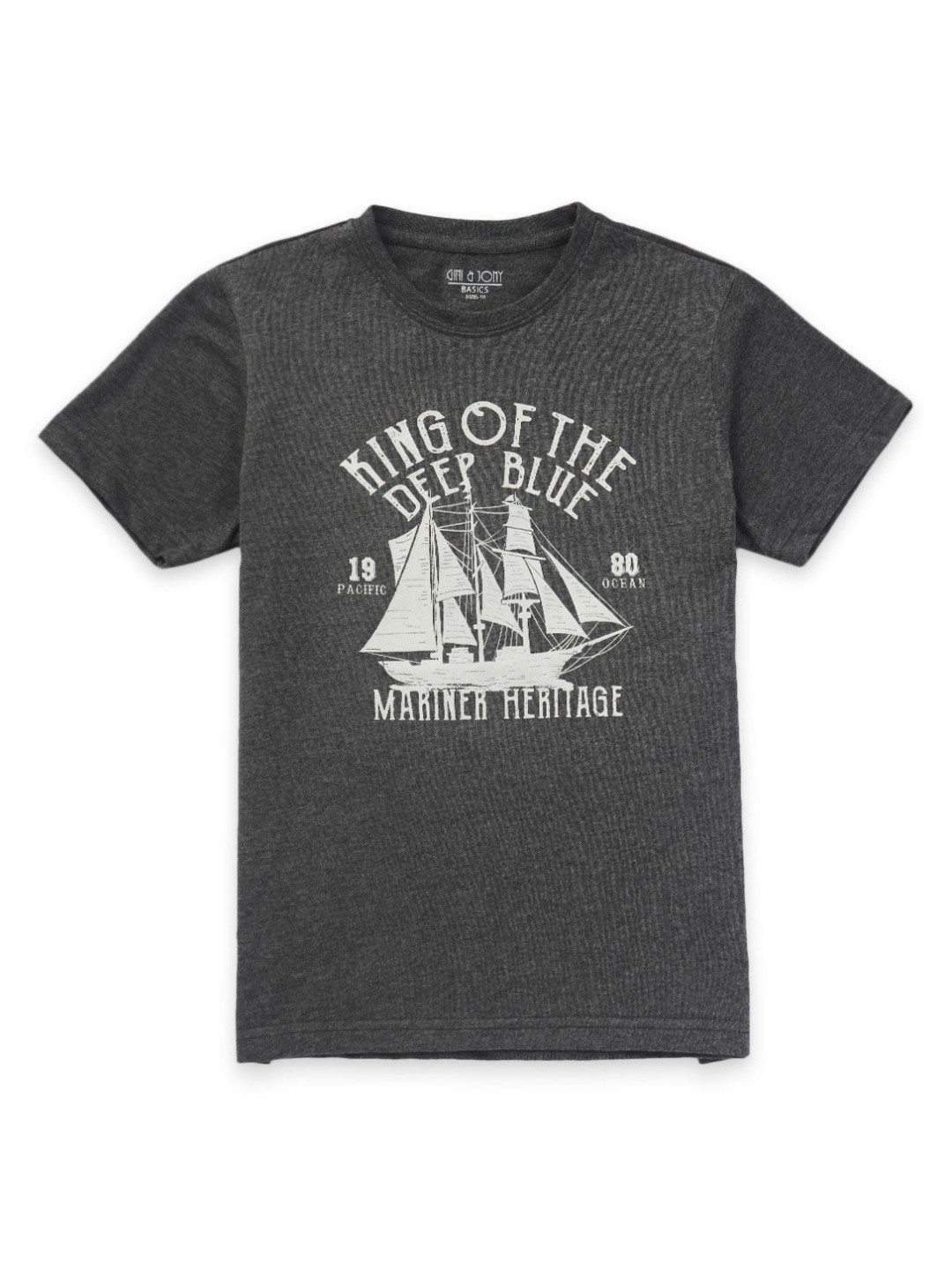 

Gini and Jony Boys Graphic Printed Round Neck Cotton T-shirt, Grey