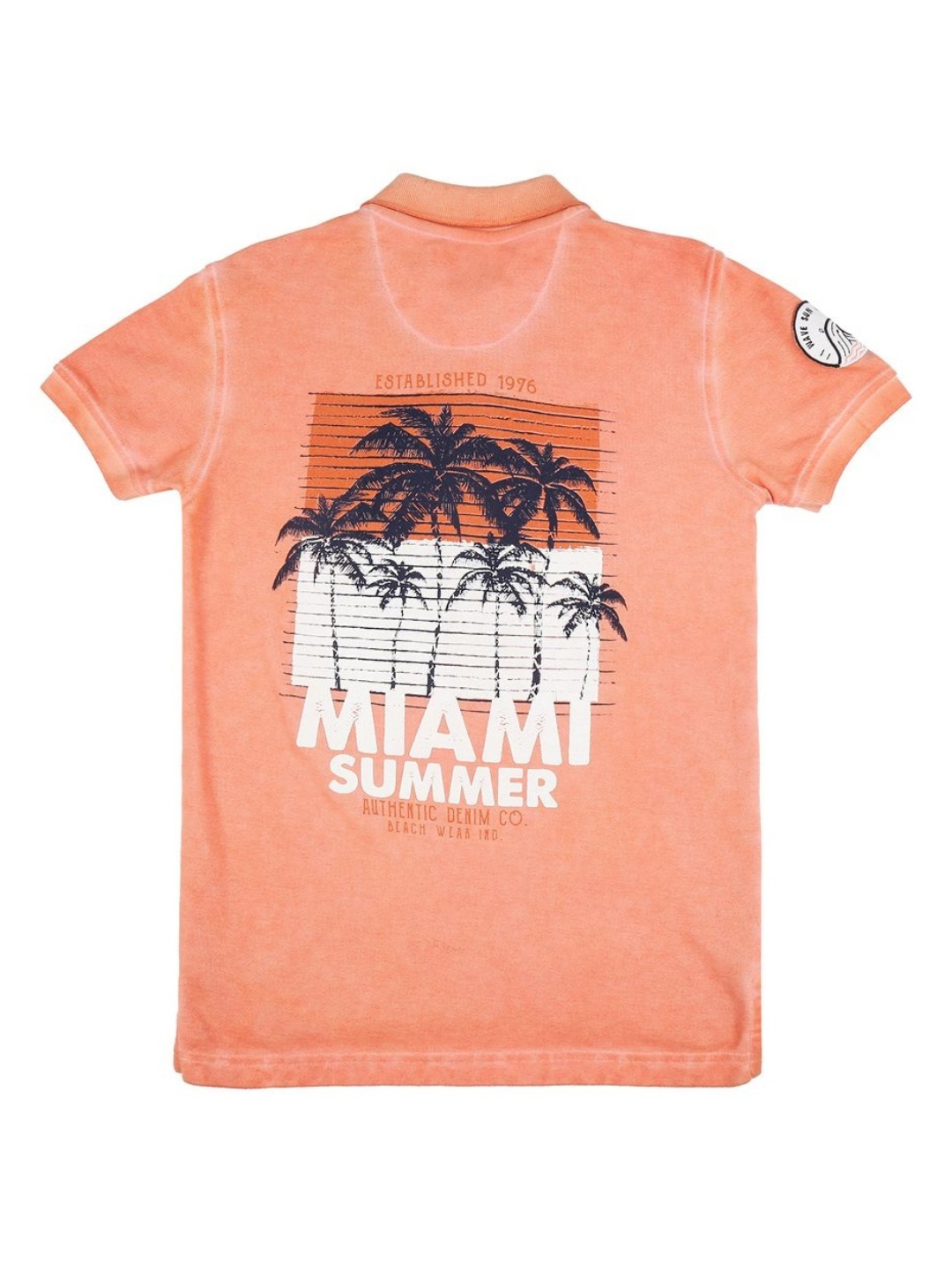 

Gini and Jony Boys Graphic Printed Polo Collar Cotton T-shirt, Peach