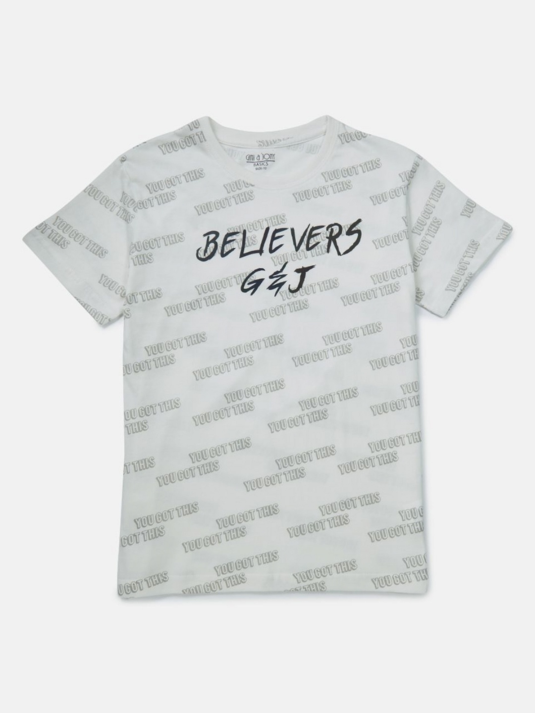 

Gini and Jony Boys Dry Fit Typography Printed Round Neck Cotton T-shirt, Off white