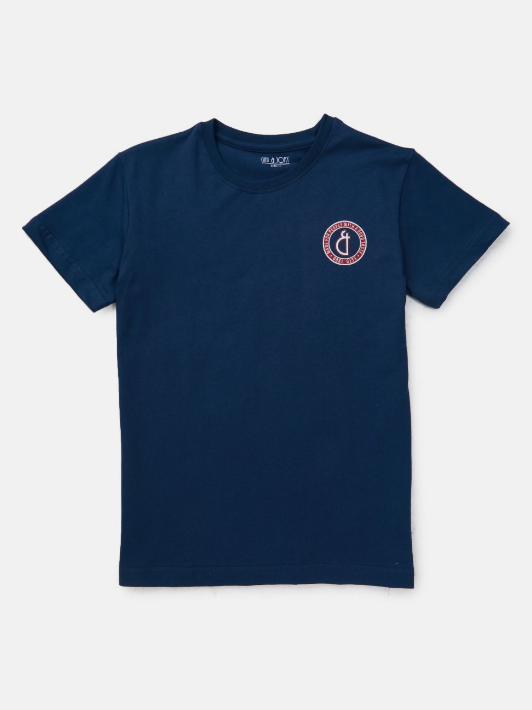 

Gini and Jony Boys Brand Logo Printed Round Neck Cotton T-shirt, Blue