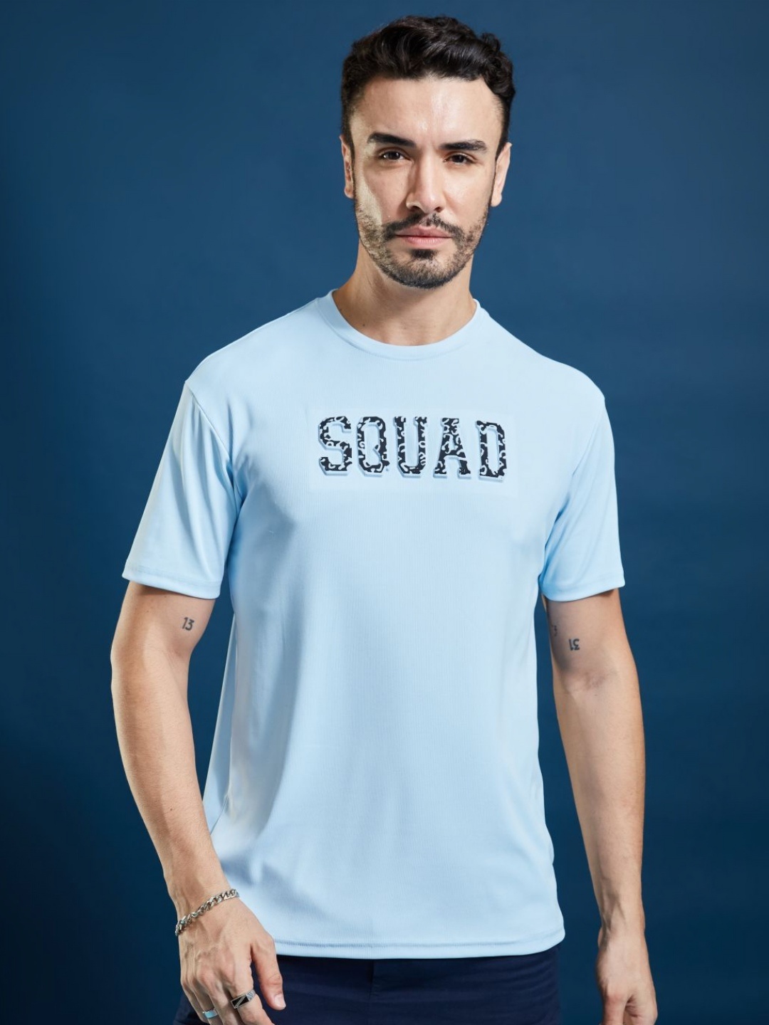 

SMARTEES Men Typography Printed Round Neck T-Shirt, Blue