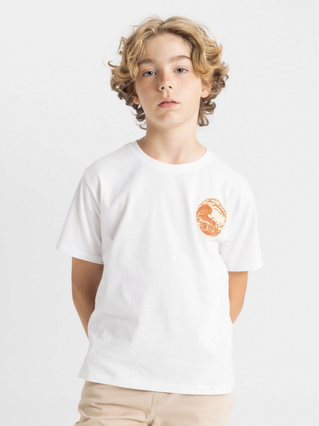 

DeFacto Boys Graphic Printed Round Neck Cotton T-shirt, White