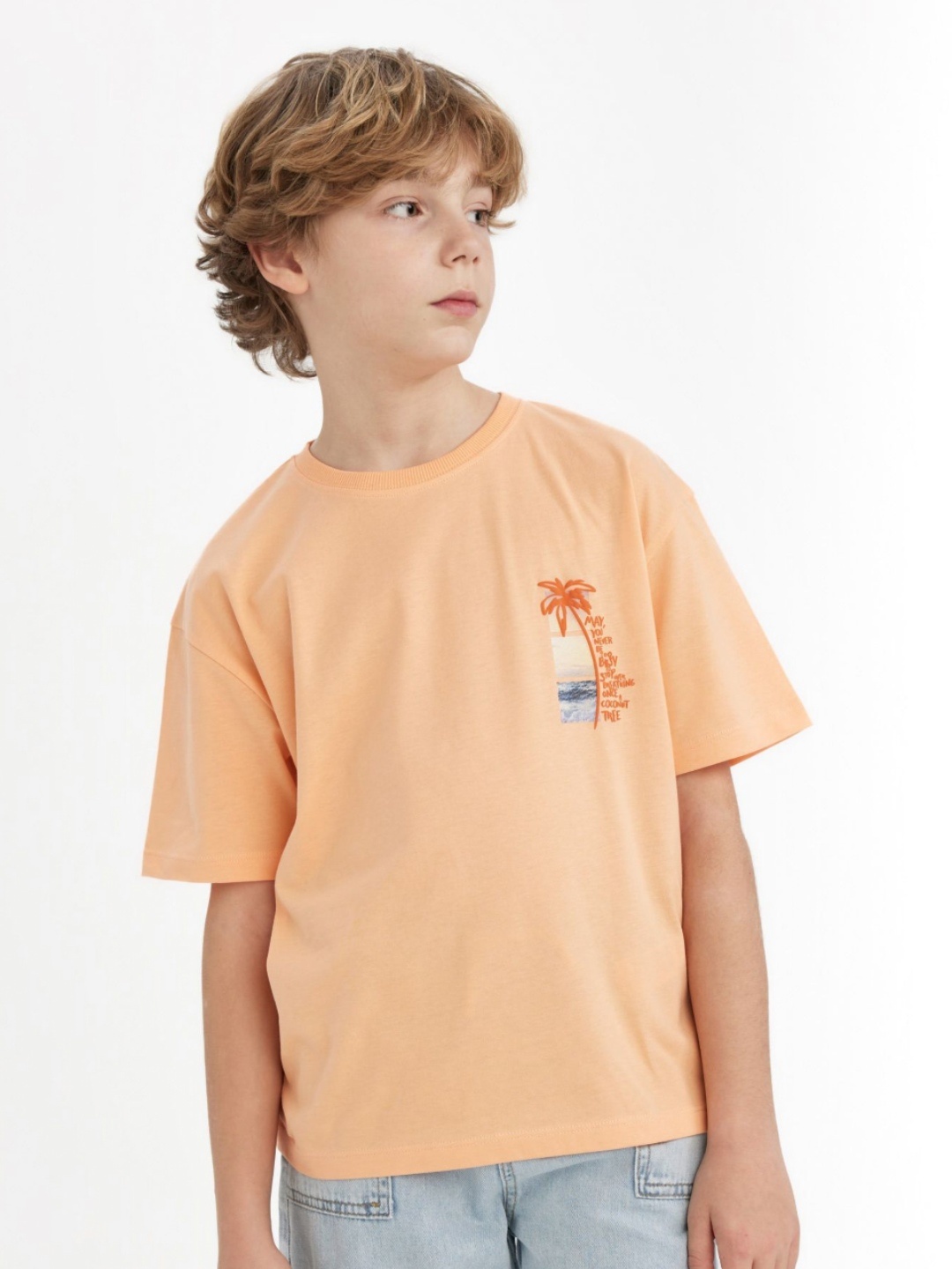 

DeFacto Boys Typography Printed Round Neck Cotton T-shirt, Orange