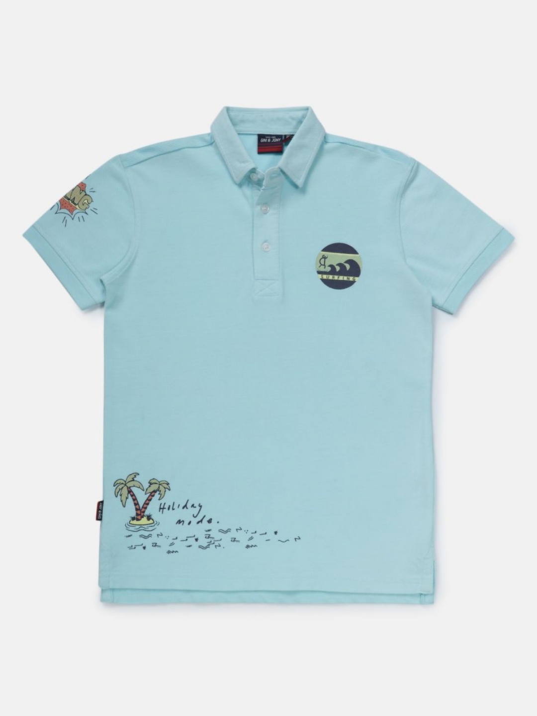 

Gini and Jony Boys Graphic Printed Polo Collar Cotton T-shirt, Blue